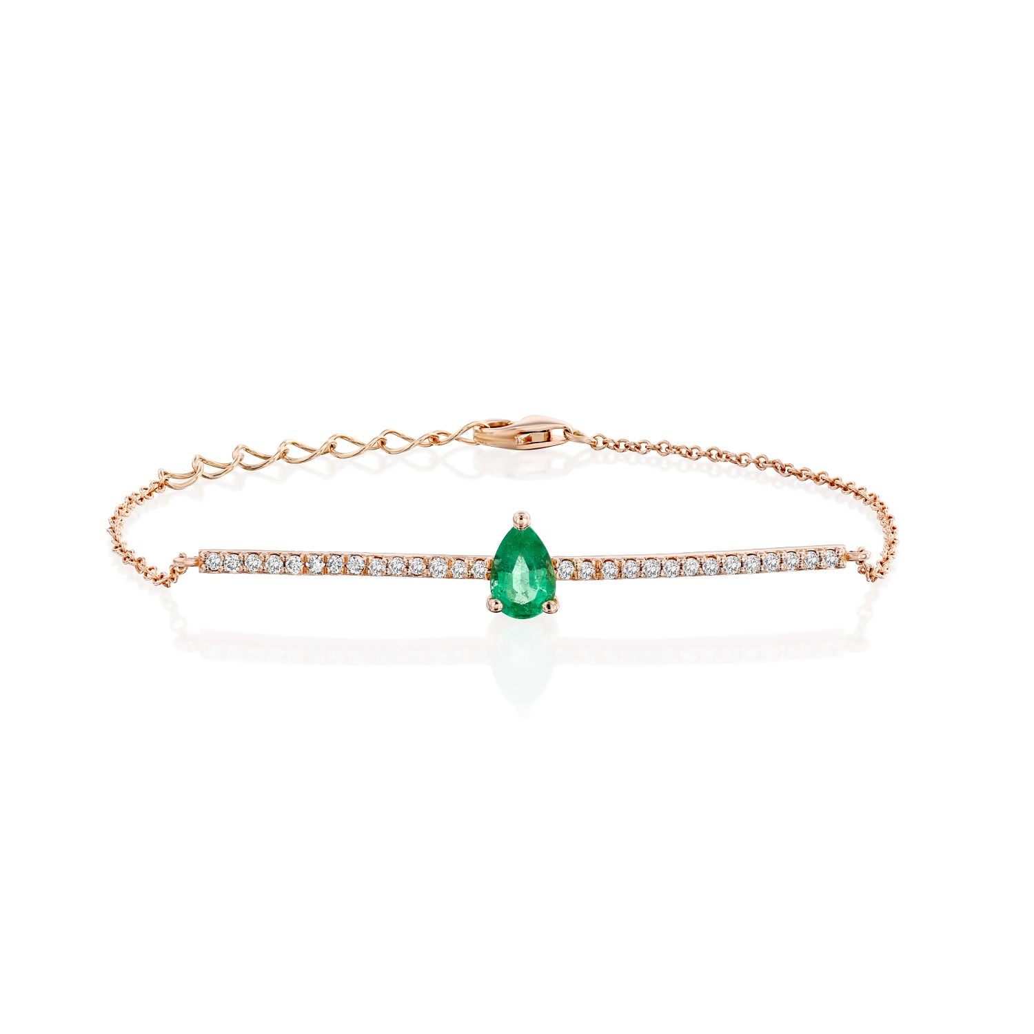 Emerald Pear Shape Bar Bracelet