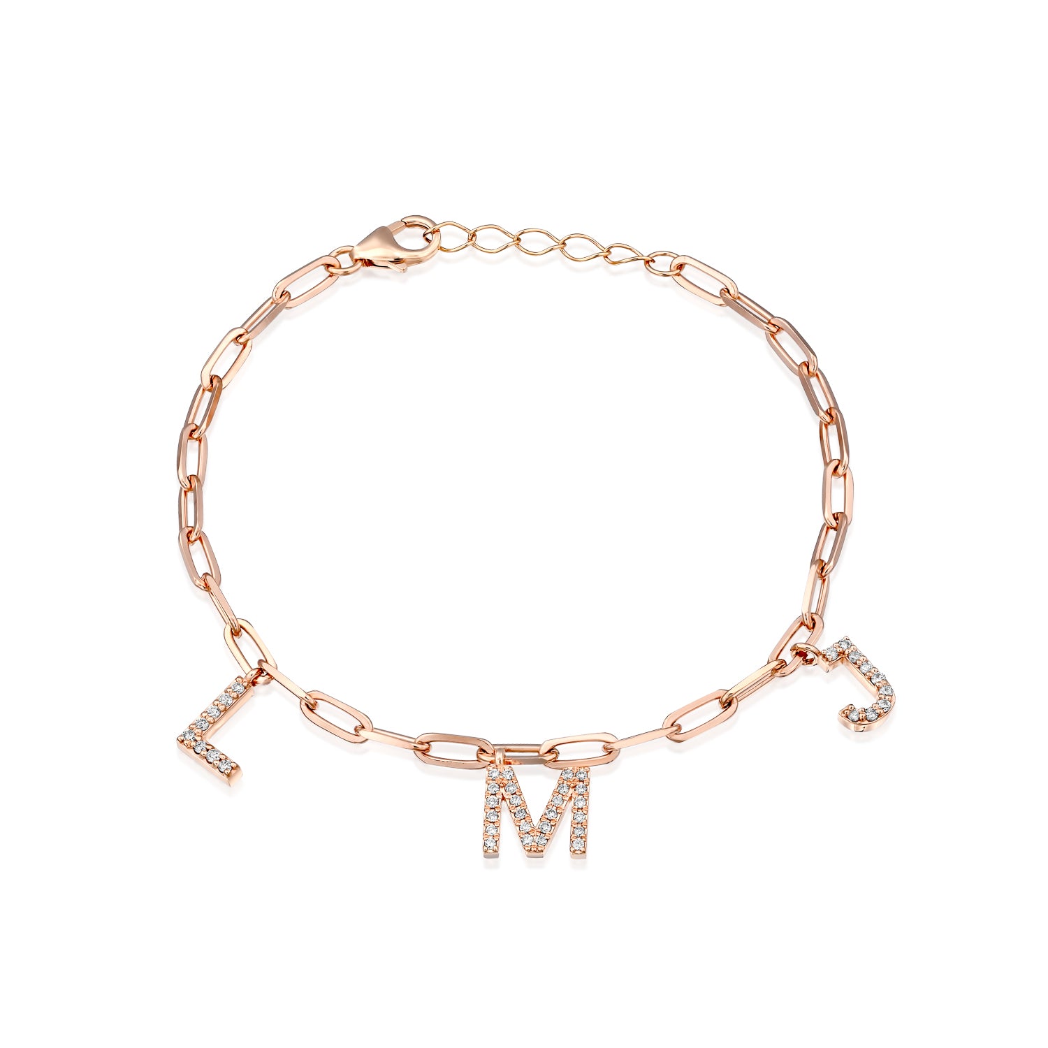 Initial Link Chain Diamond Bracelet