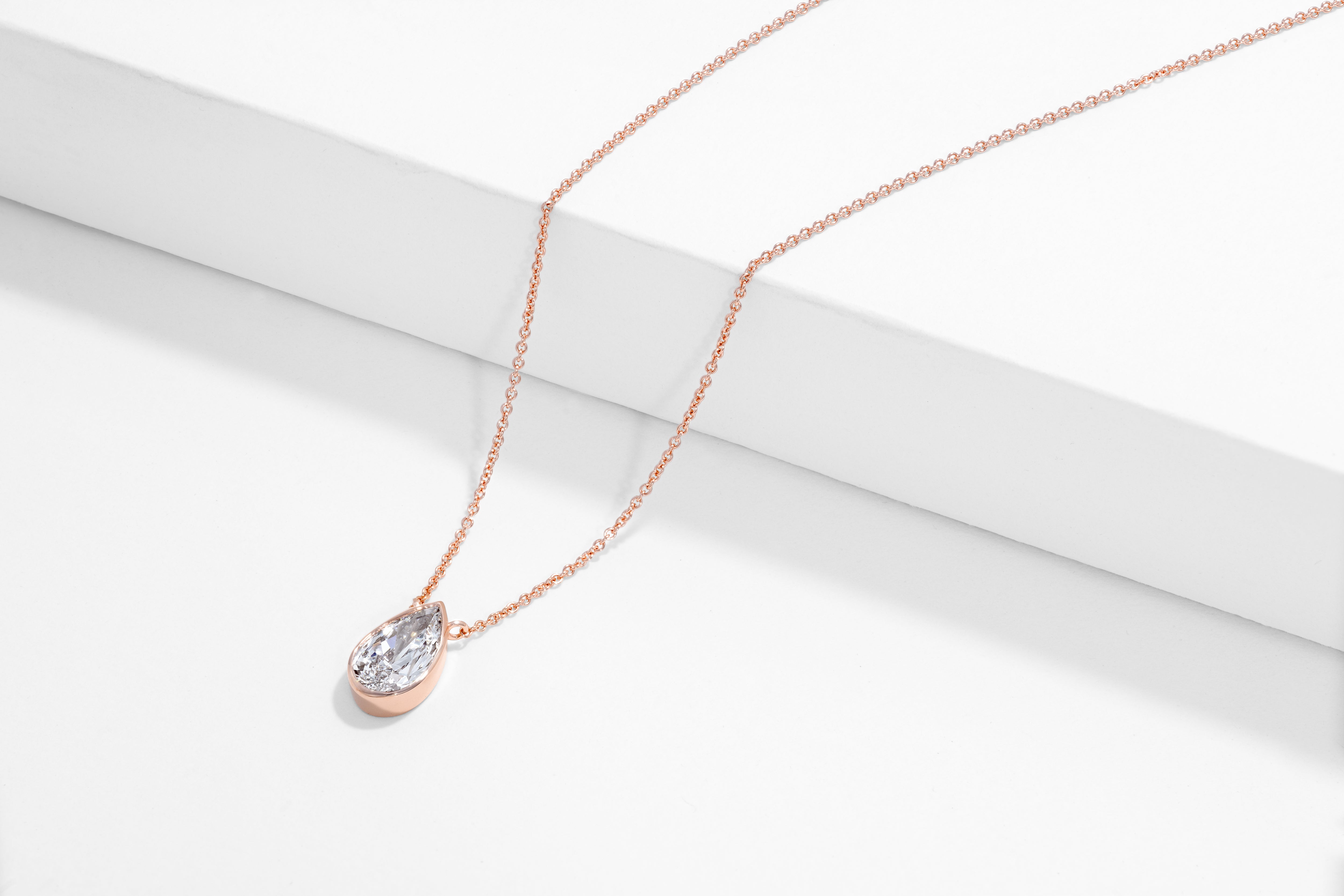 Pear Shape Bezel Set Necklace
