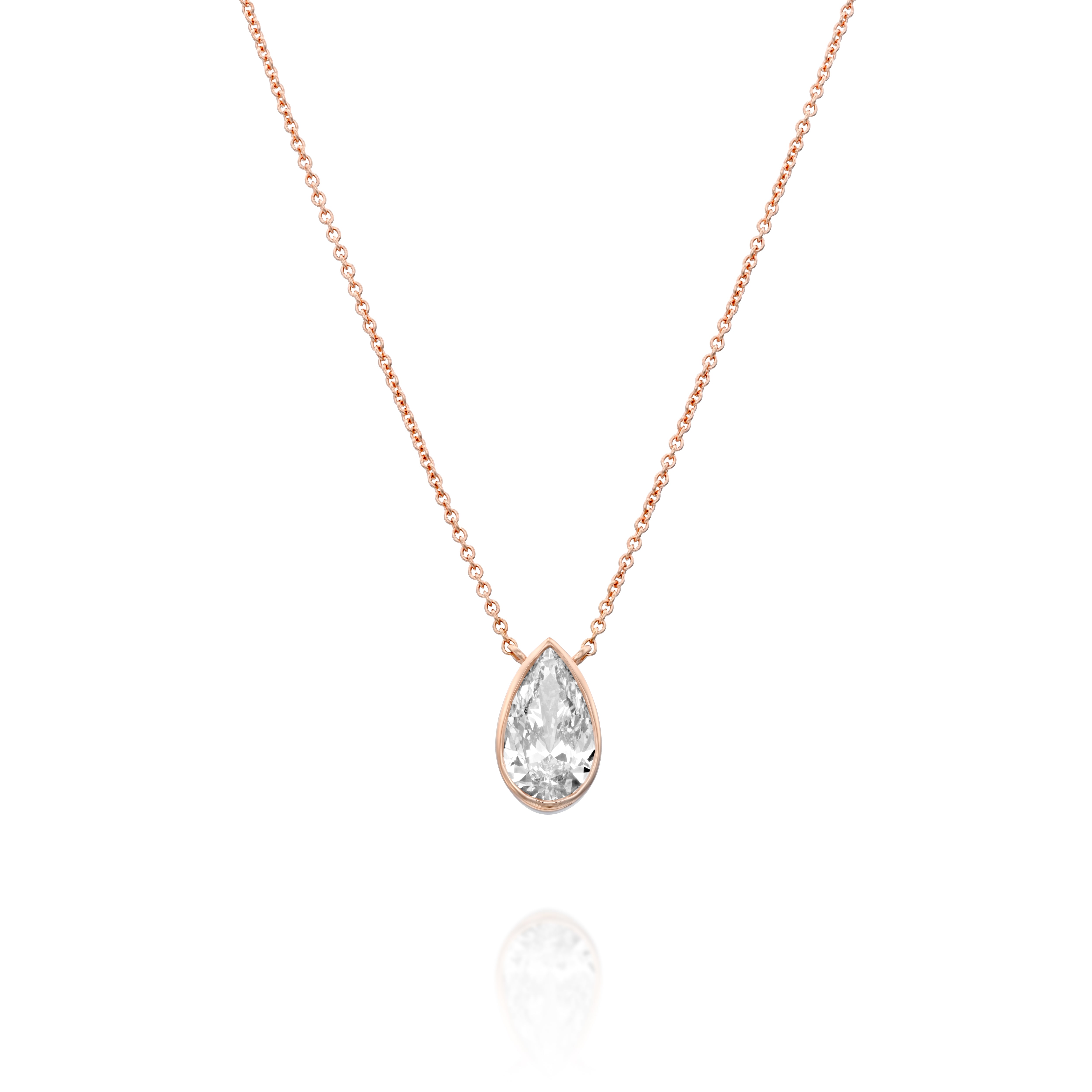 Pear Shape Bezel Set Necklace