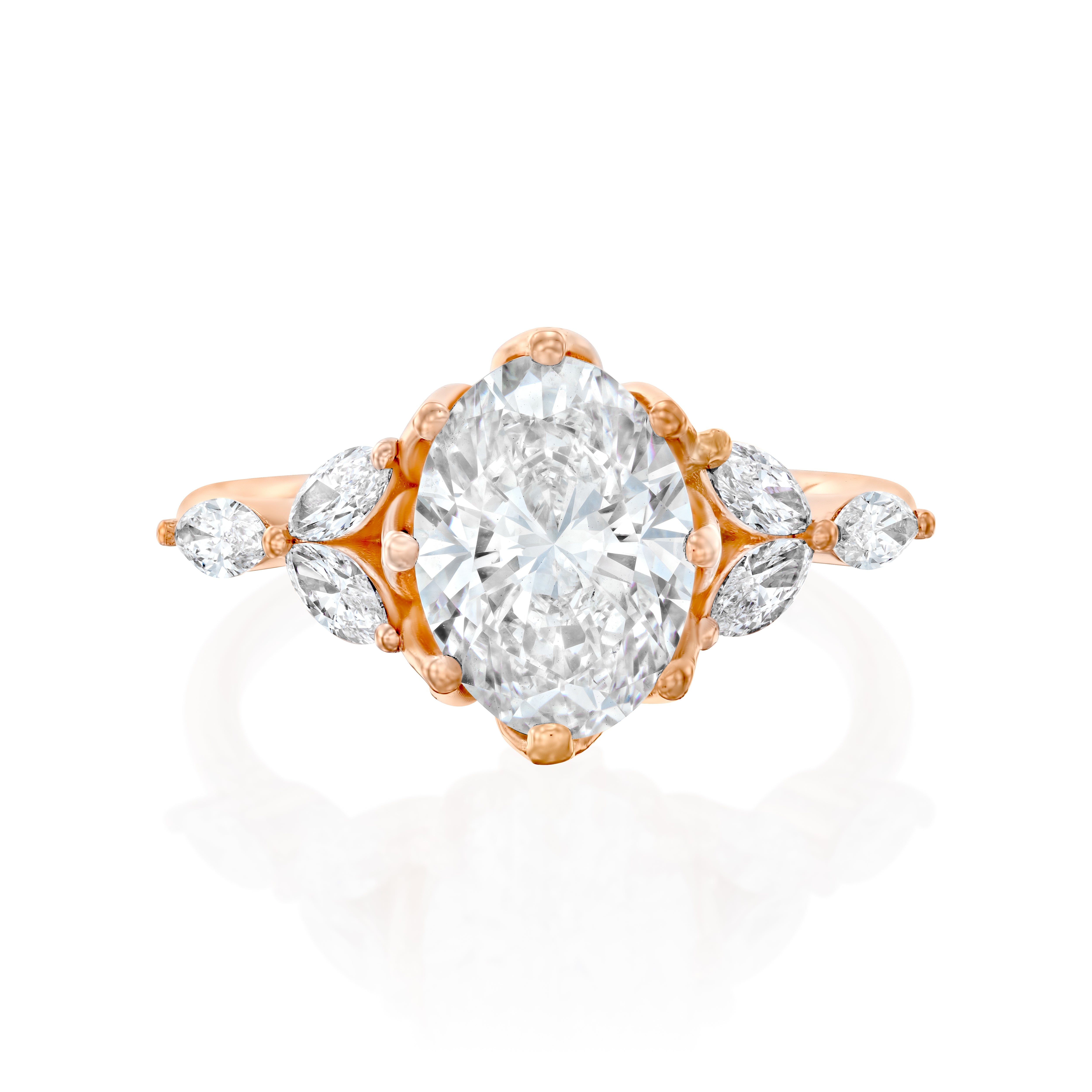 Oval Marquise Flower Ring