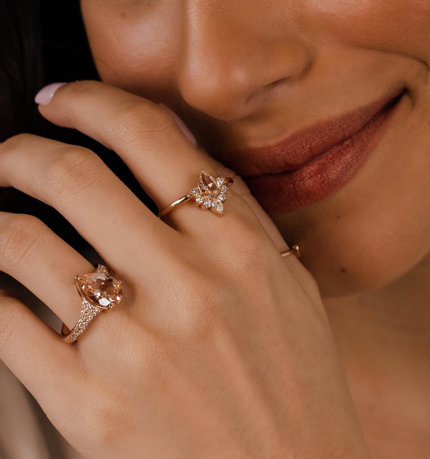 Pear Shape Morganite Diamond Ring