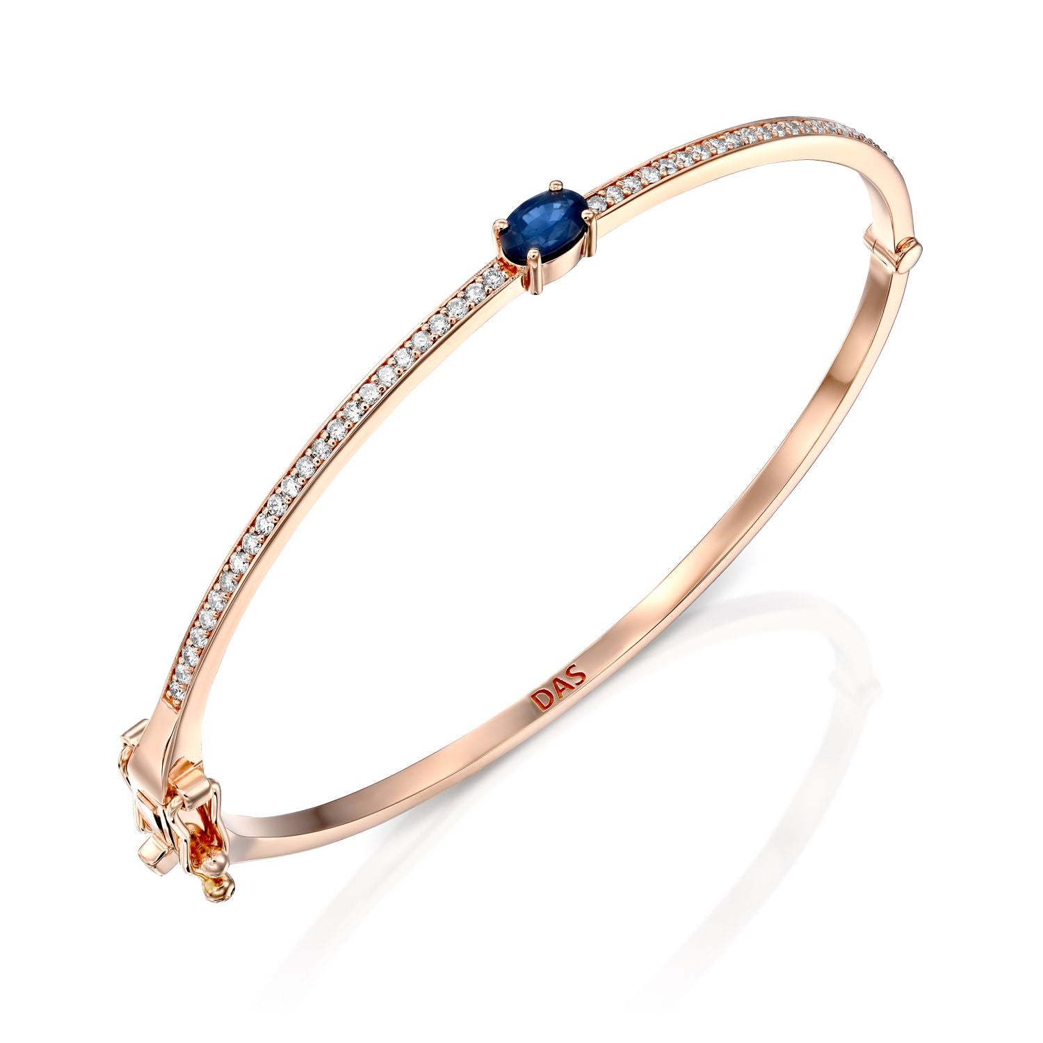 Oval Blue Sapphire Diamond Bangle