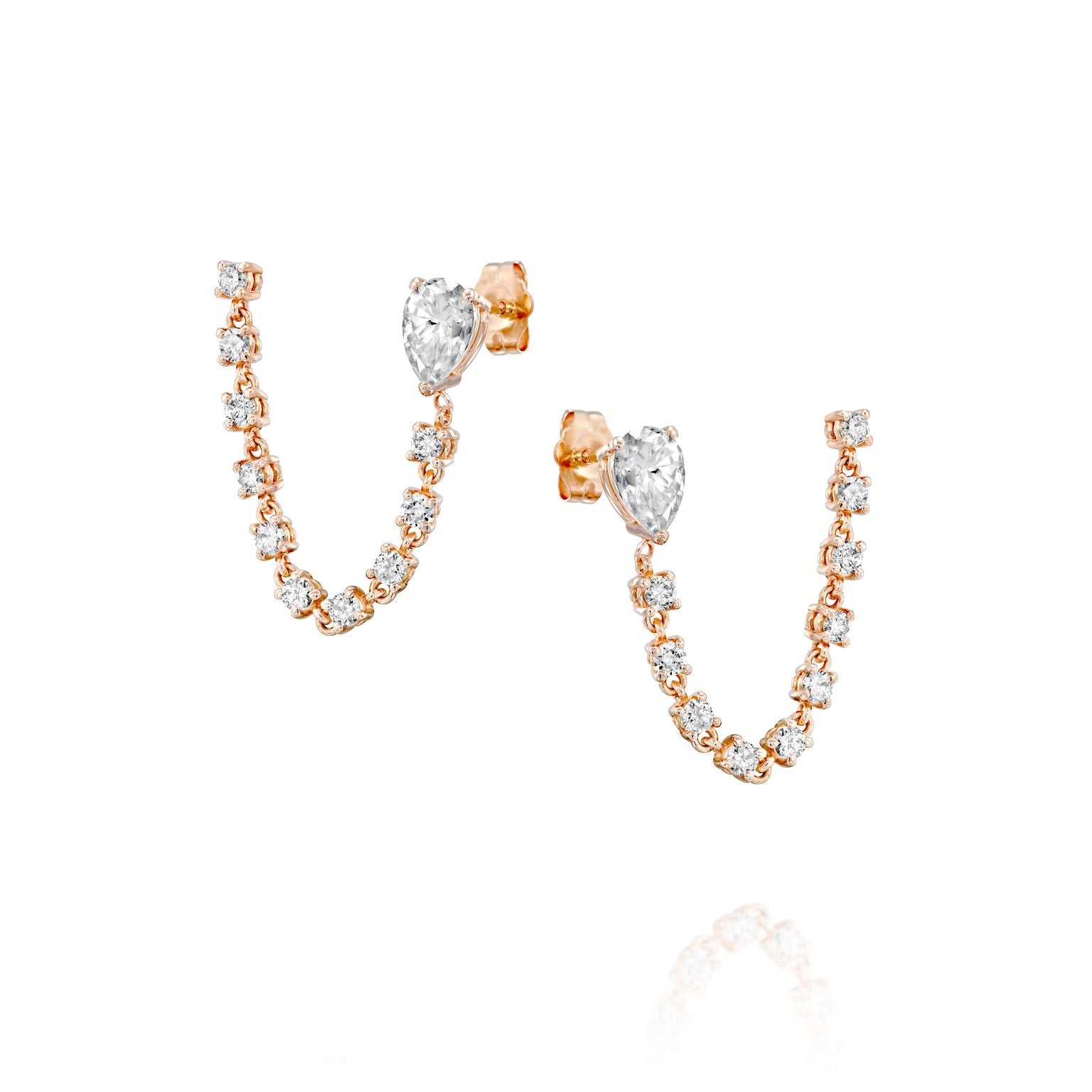 Double Piercing Pear Diamond Loop Earring