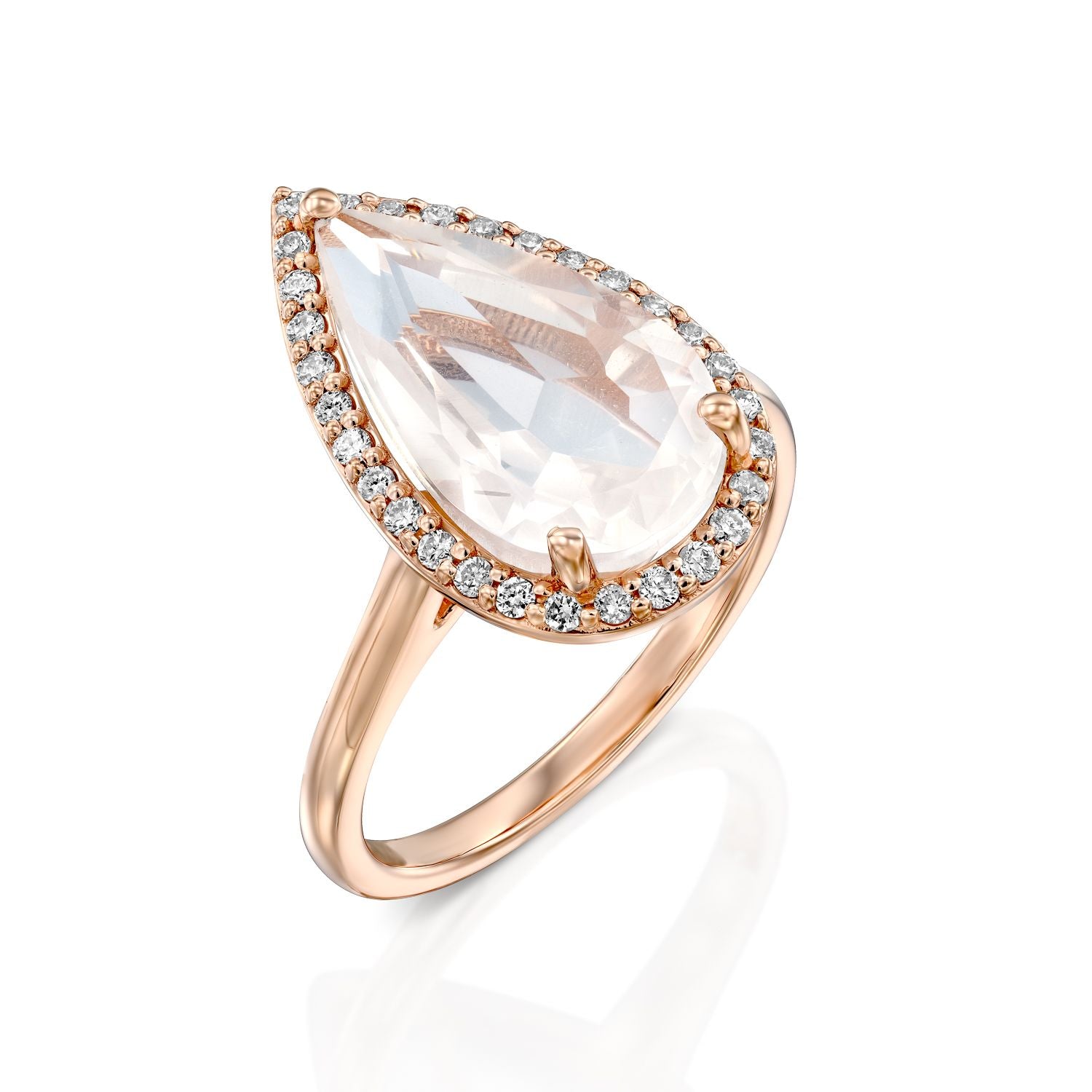 Pear Shape Quartz Diamond Ring