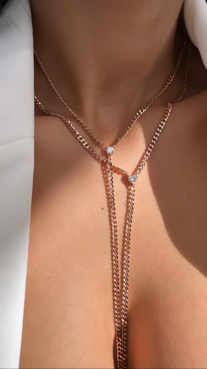 Diamond Tie Necklace Round shape