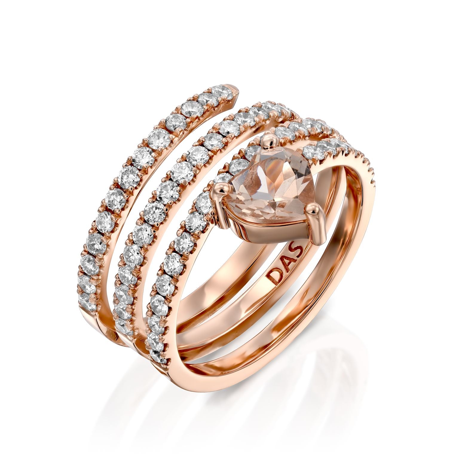 Diamond Heart Spiral Ring