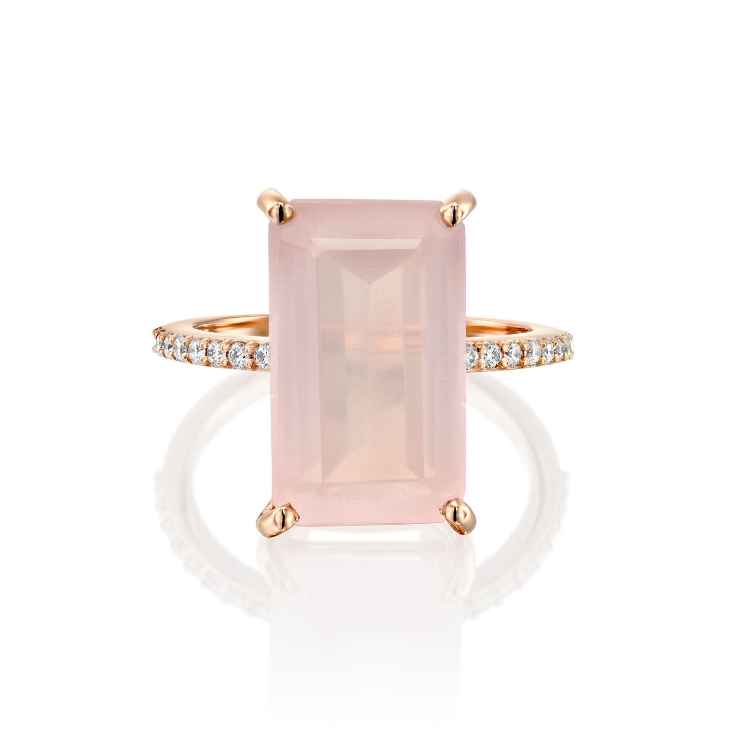 Rose Quartz Marquise Diamond Ring