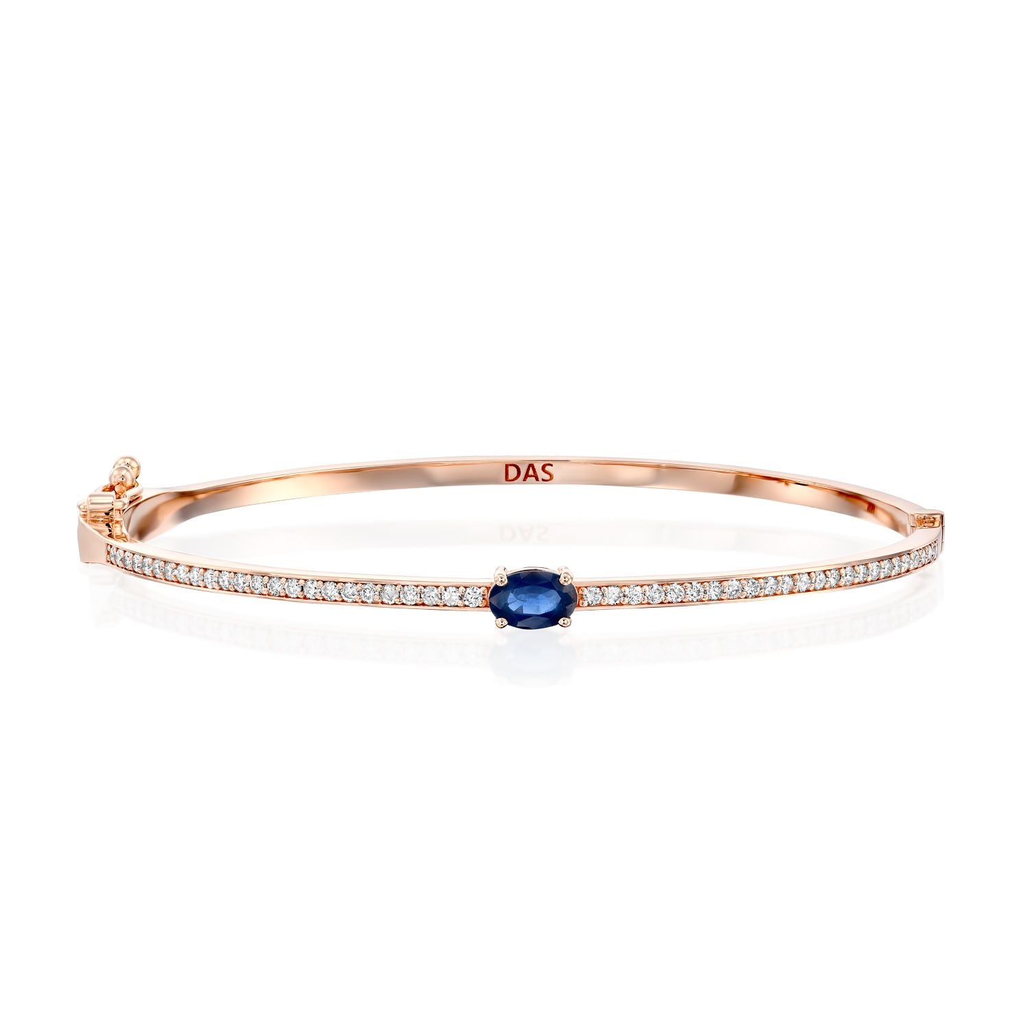 Oval Blue Sapphire Diamond Bangle
