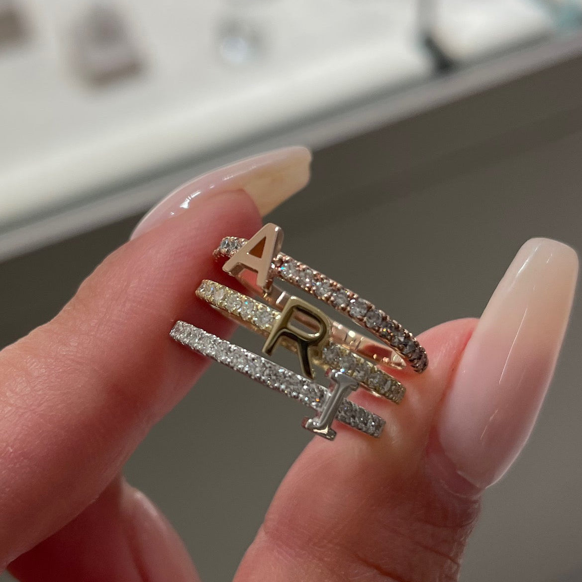 3 Initial Diamond Ring