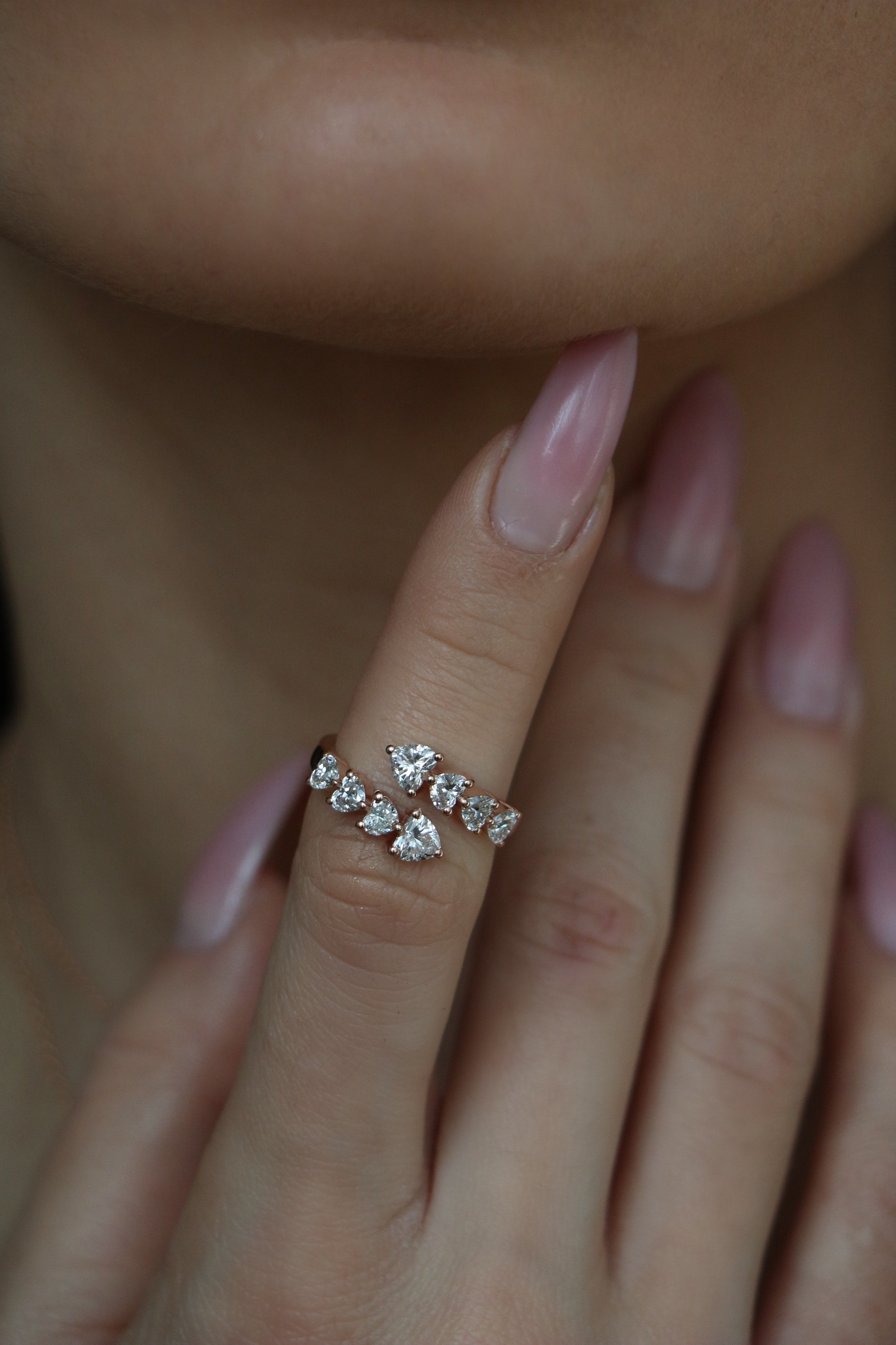 Bypass Hearts Diamond Ring