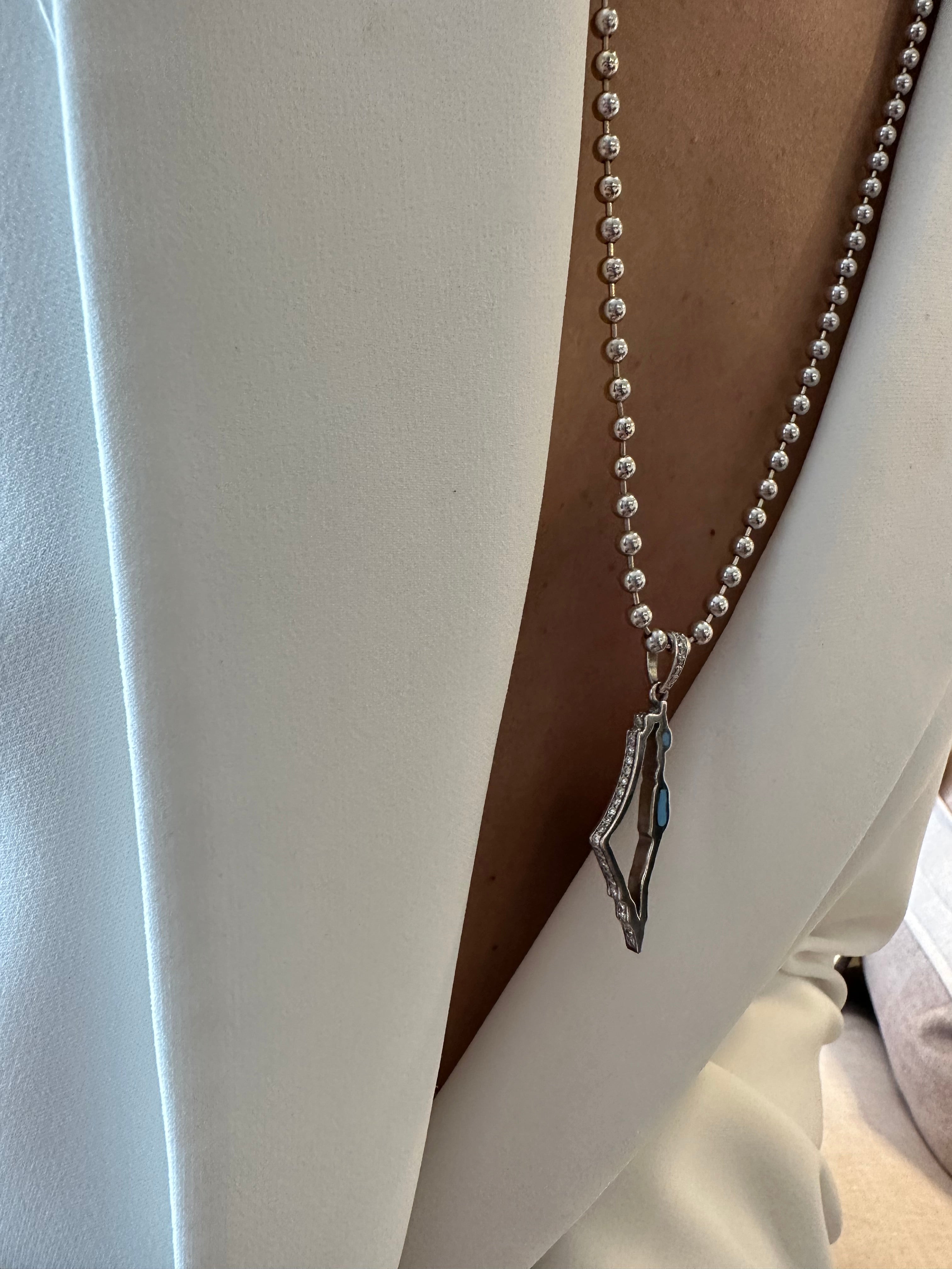 Israel Map Diamond Necklace