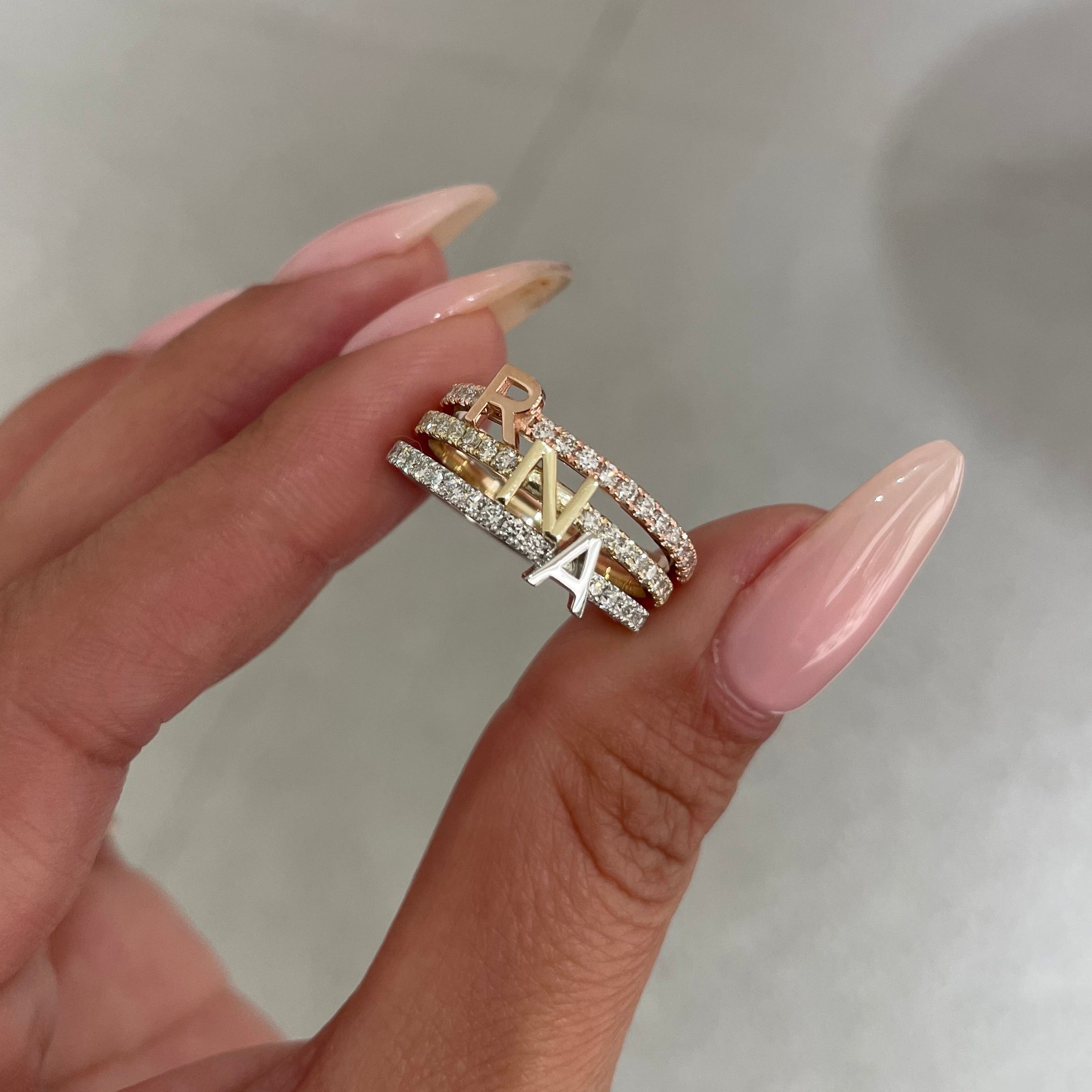 3 Initial Diamond Ring