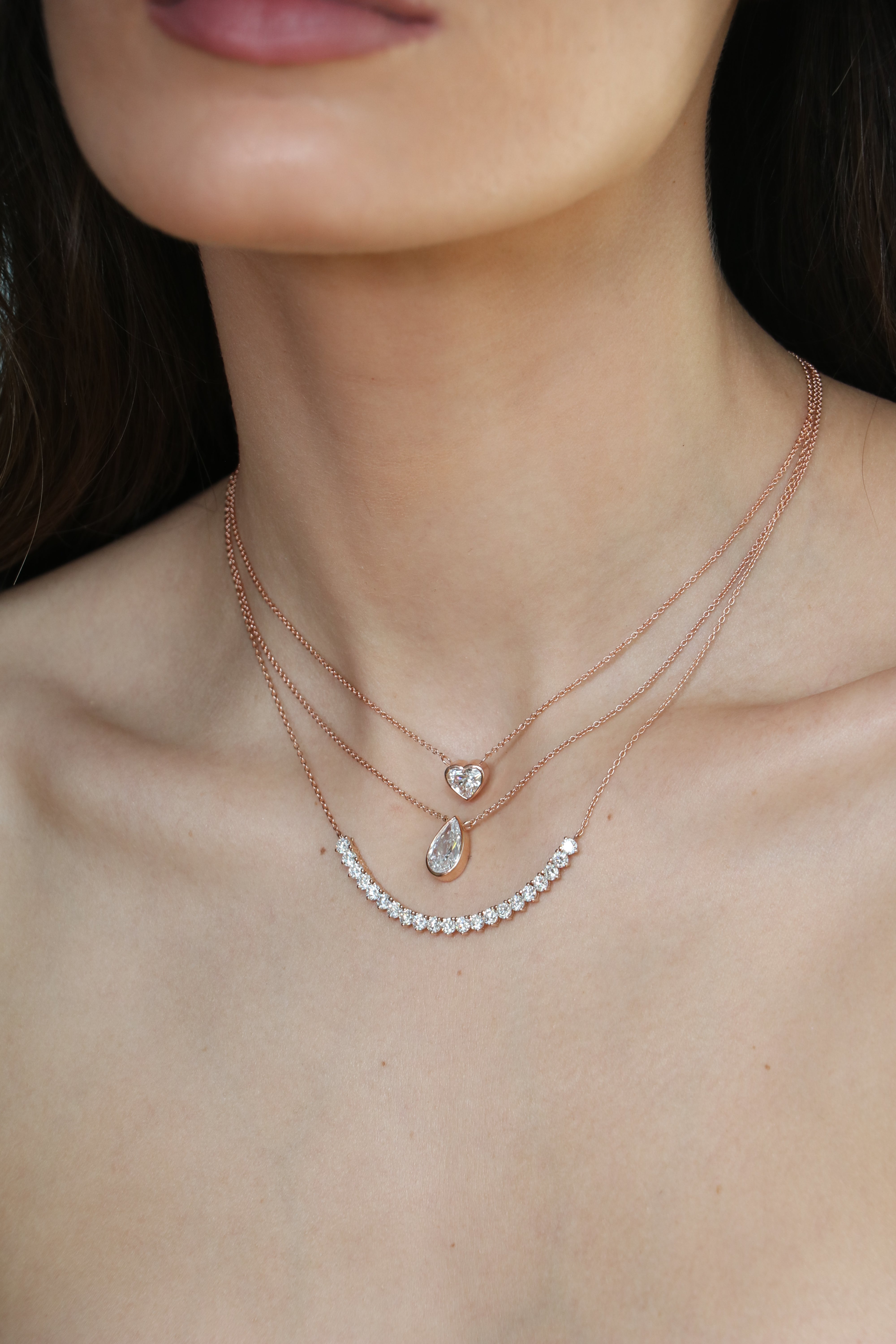 Bezel Set Heart Diamond Necklace