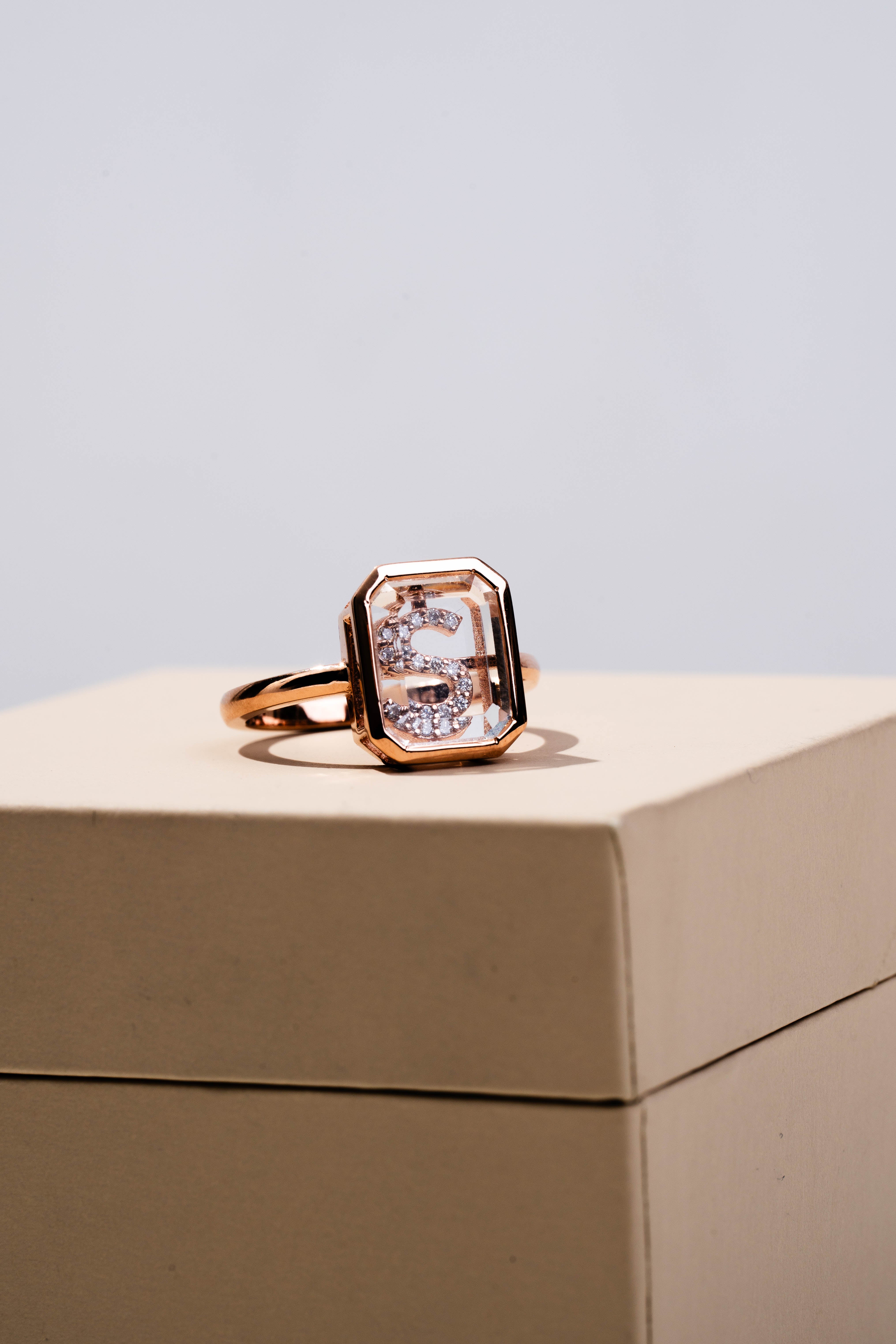 Initial Diamond Signet Ring