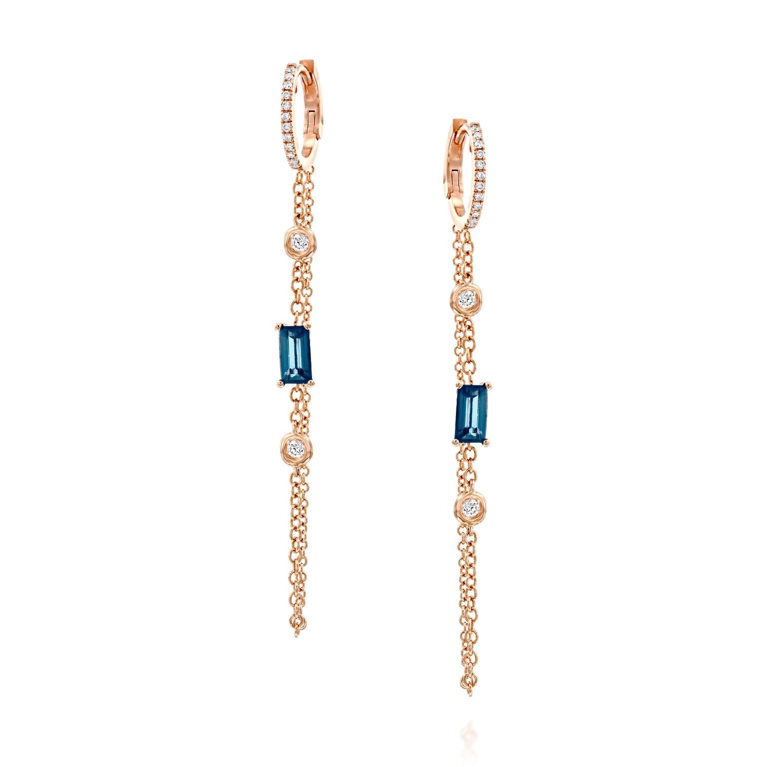 Diamond Blue Topaz Chain Huggie