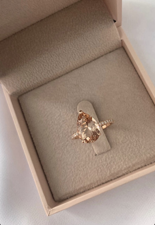 Pear Shape Morganite Diamond Ring