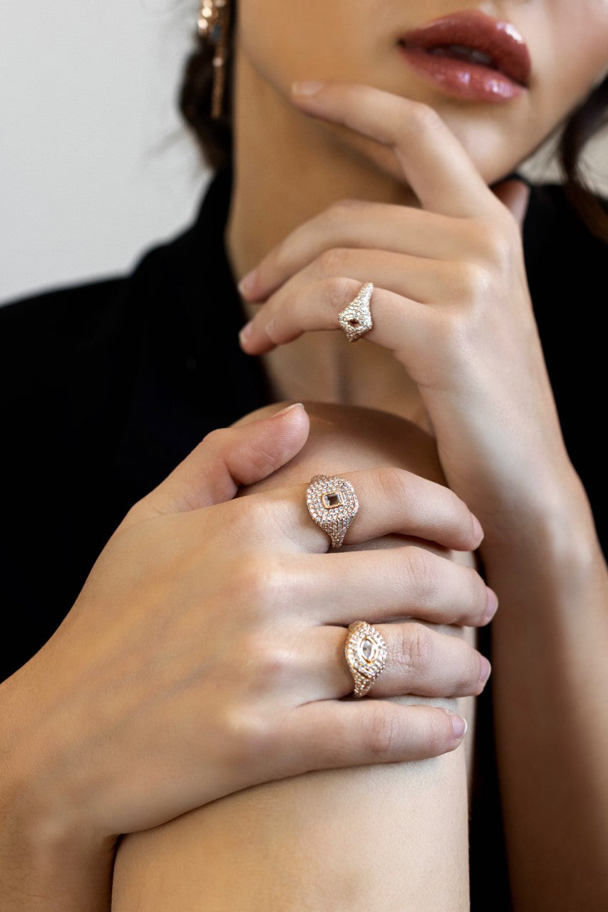 Marquise Diamond Signet Ring