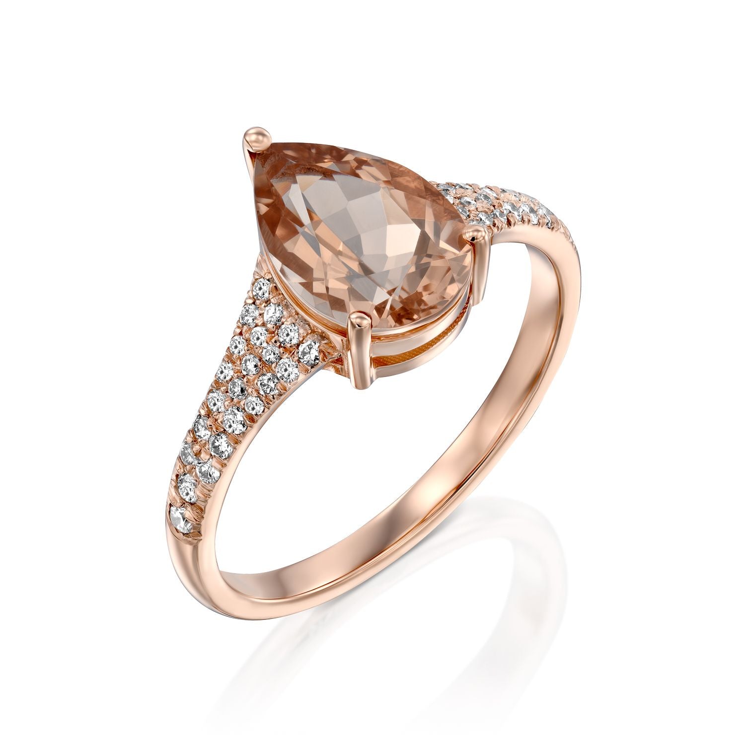 Morganite Pear Shape Diamond Ring