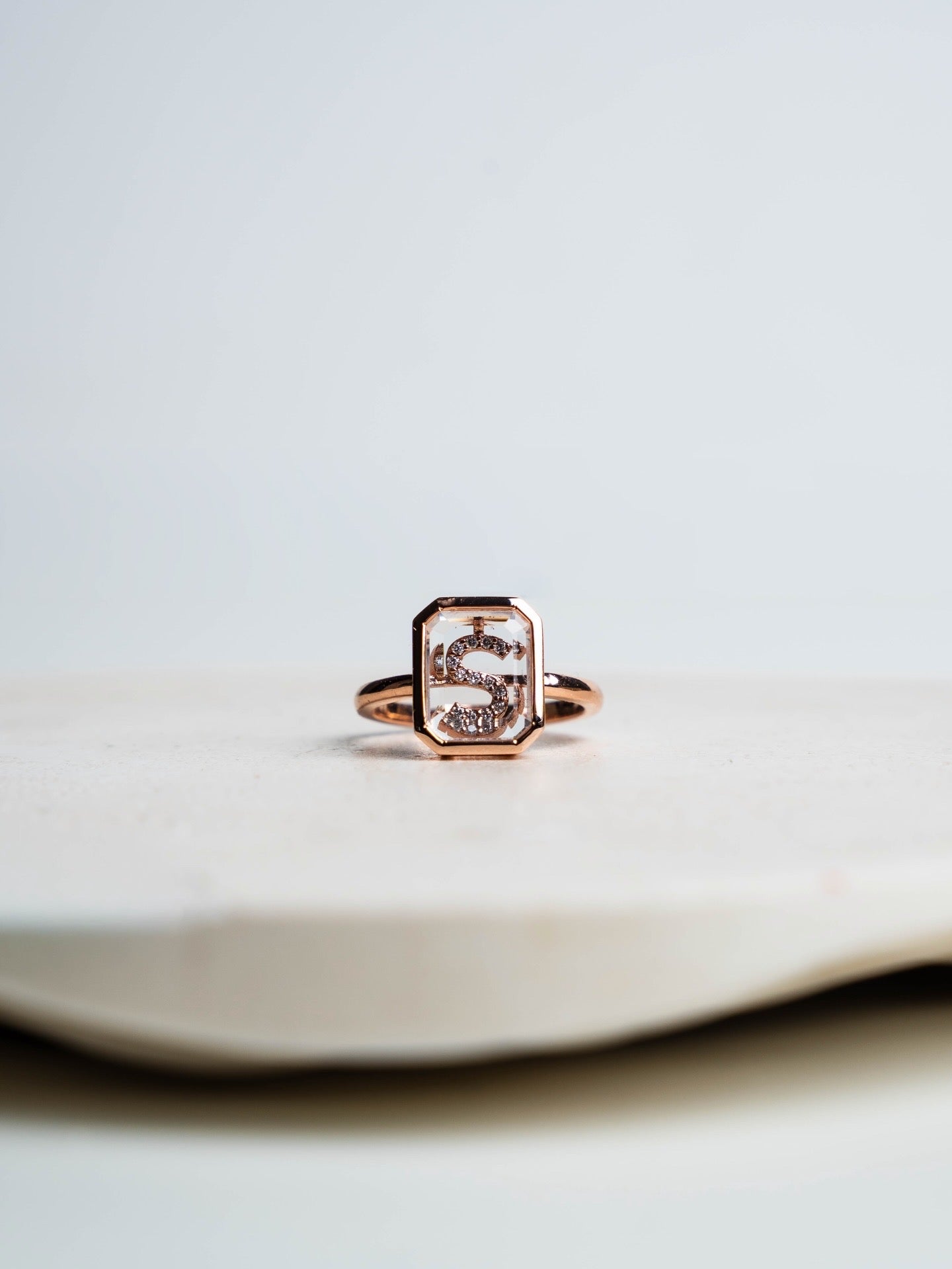 Initial Diamond Signet Ring
