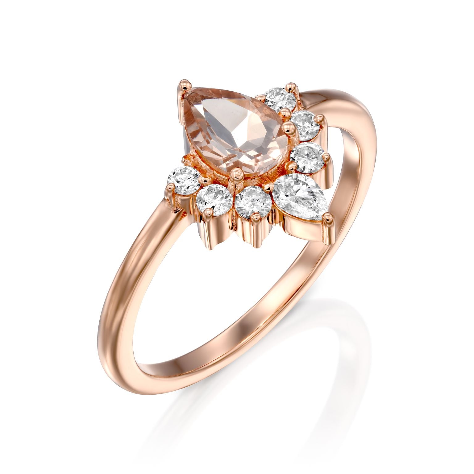 Pear Shape Morganite Diamond Ring