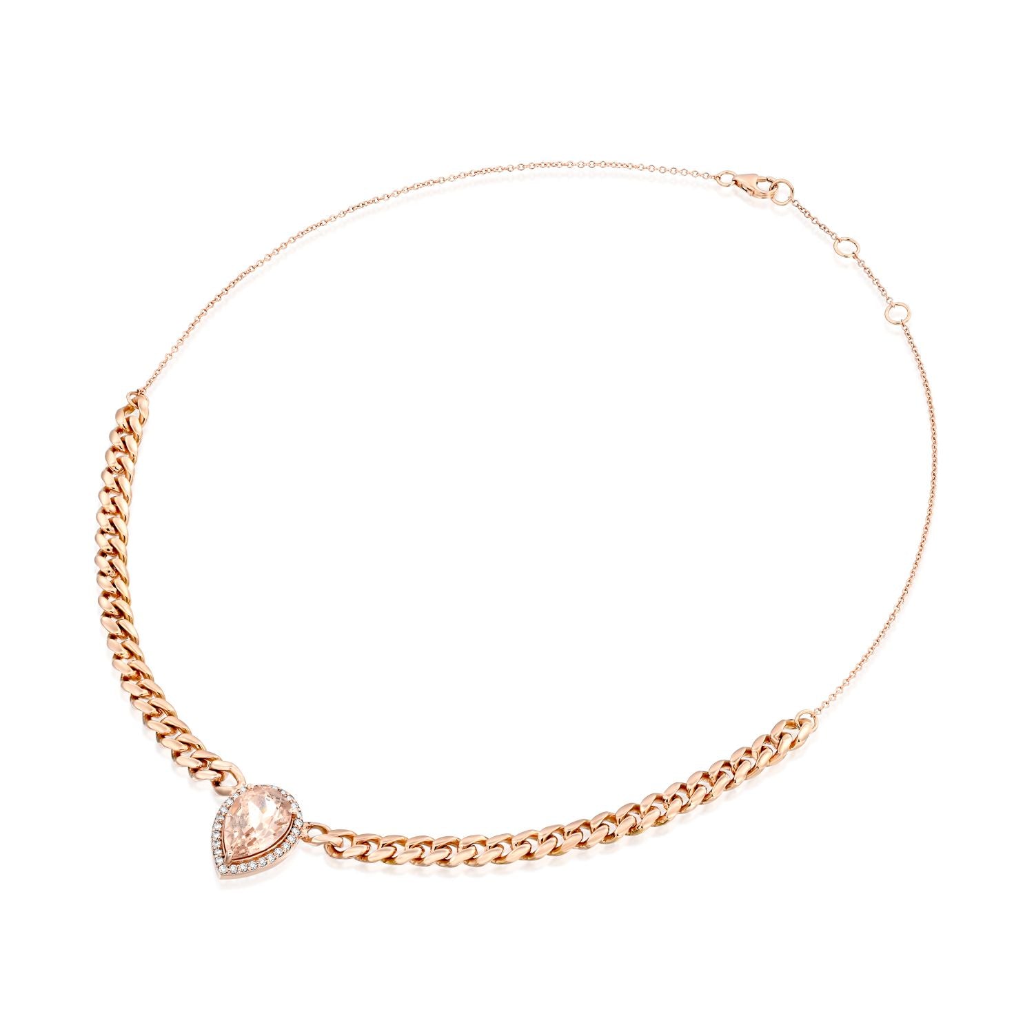 Pear Shape Morganite Diamond Necklace
