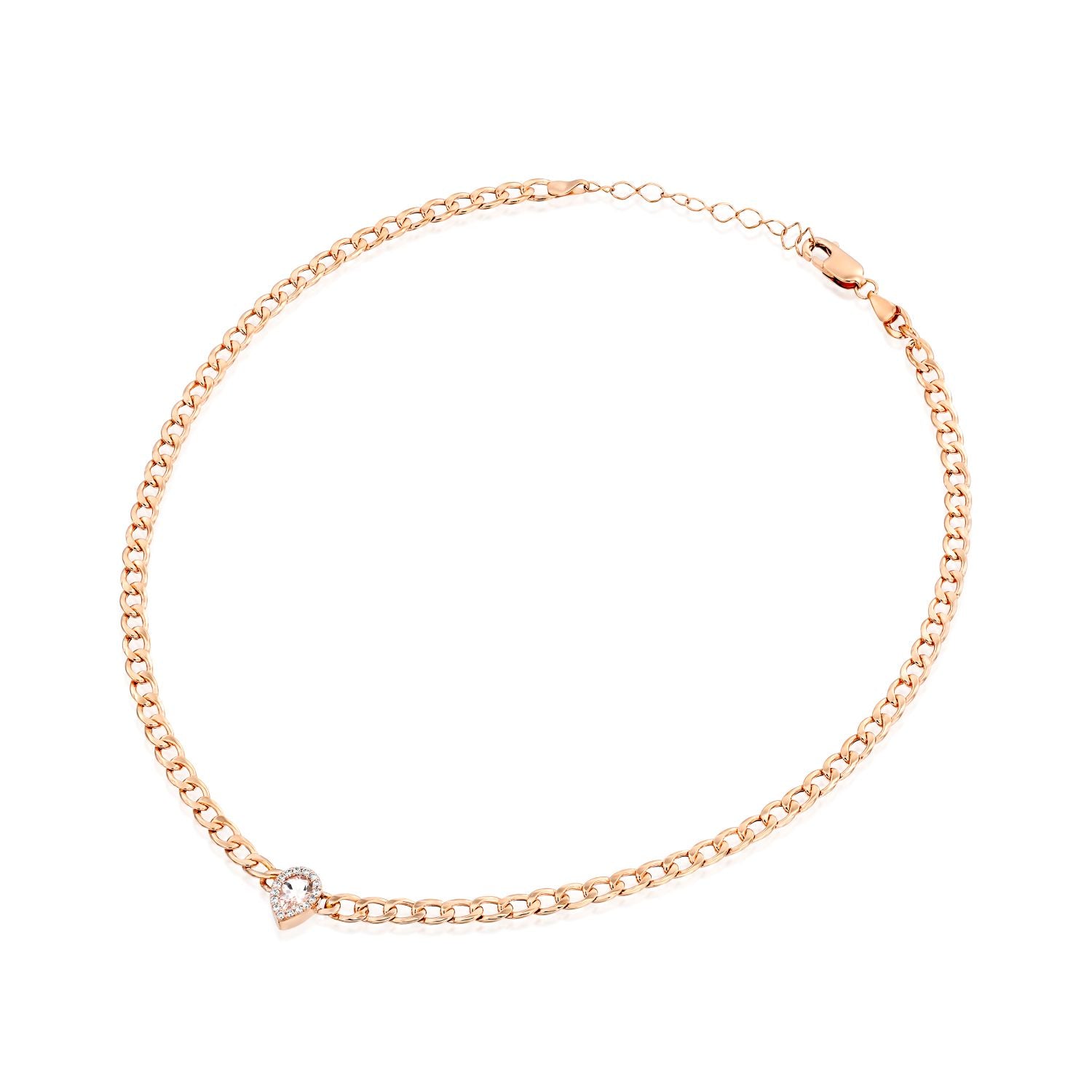 Link Chain Pear Shape Pave Necklace