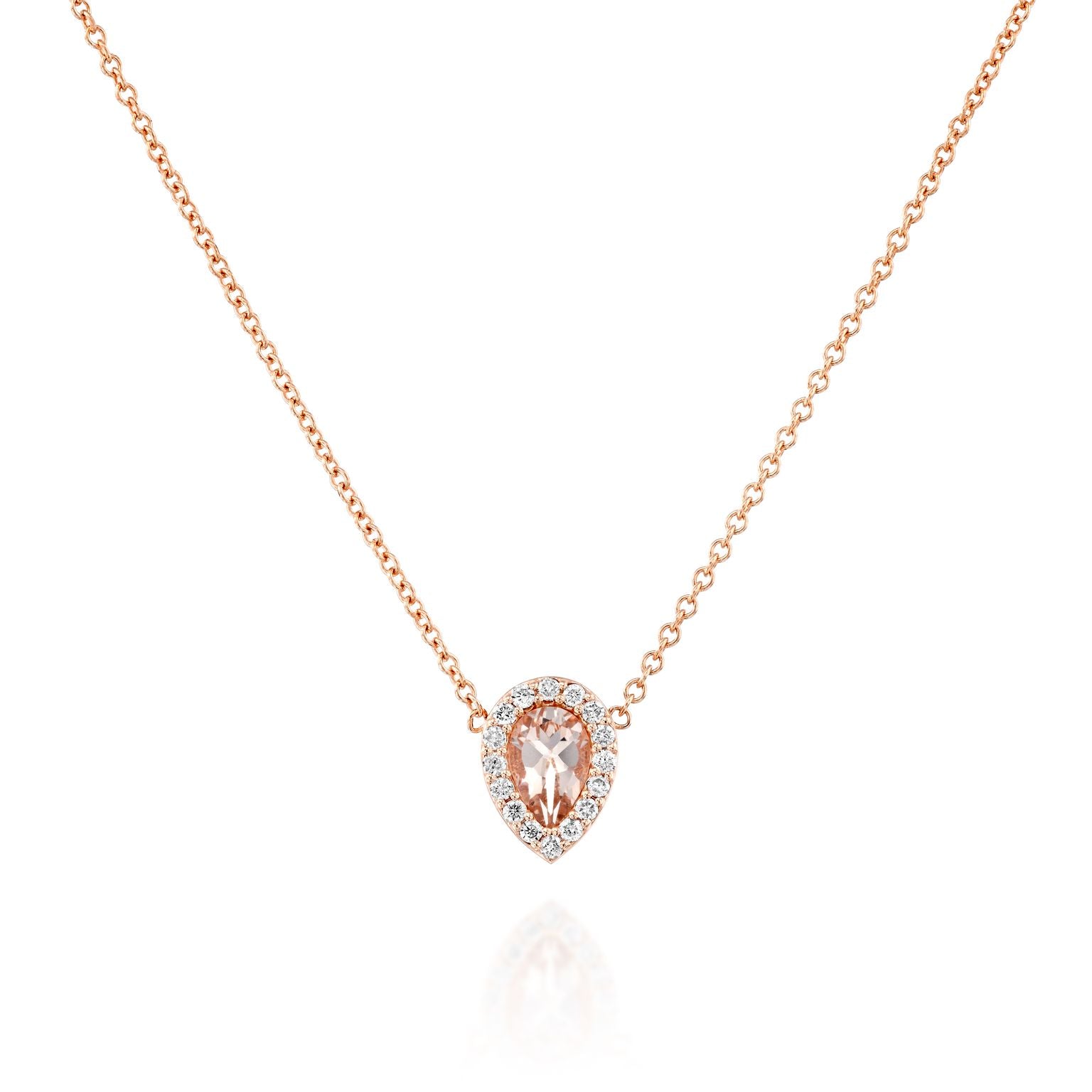 Pear Shape Halo Diamond Necklace