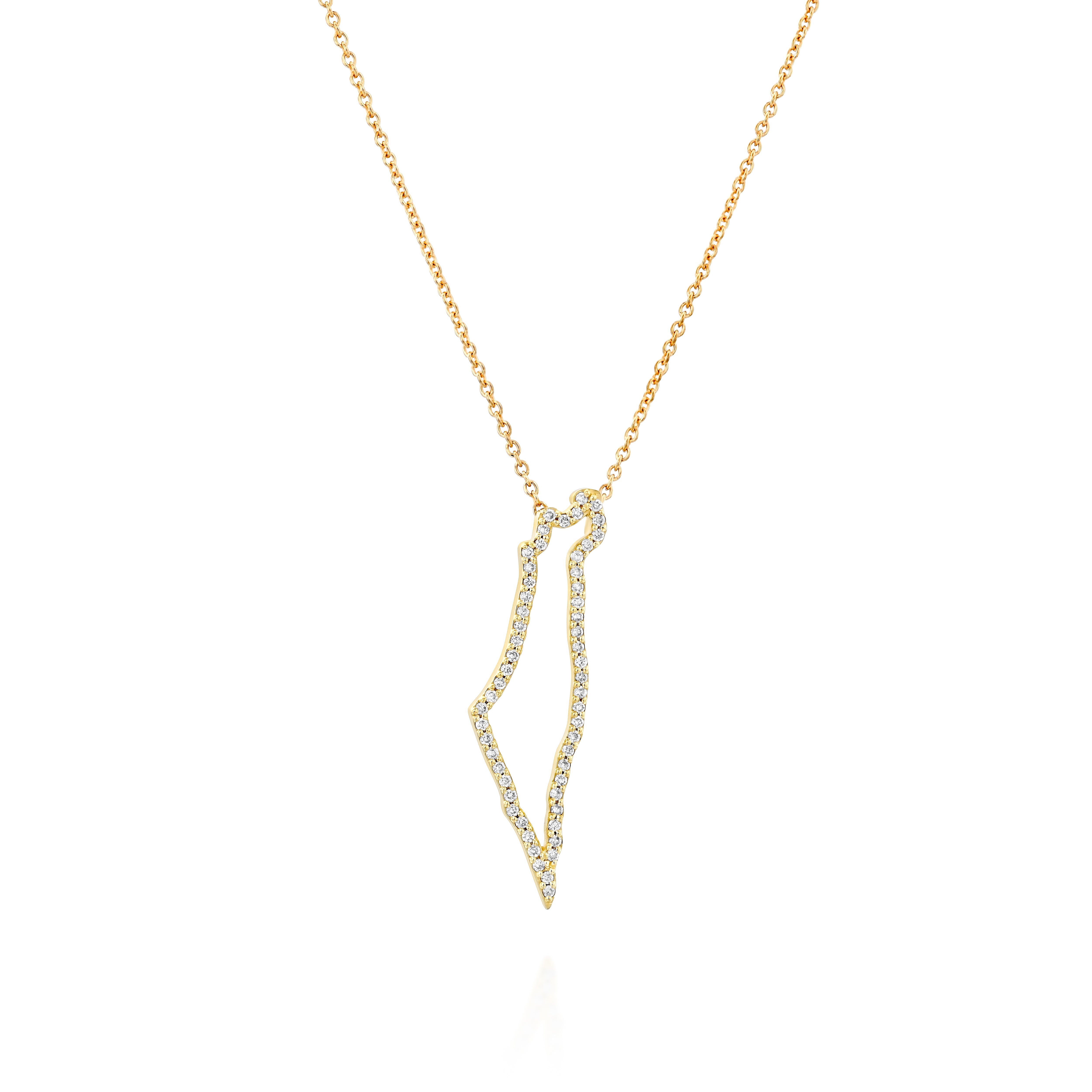 Israel Map Diamond Necklace