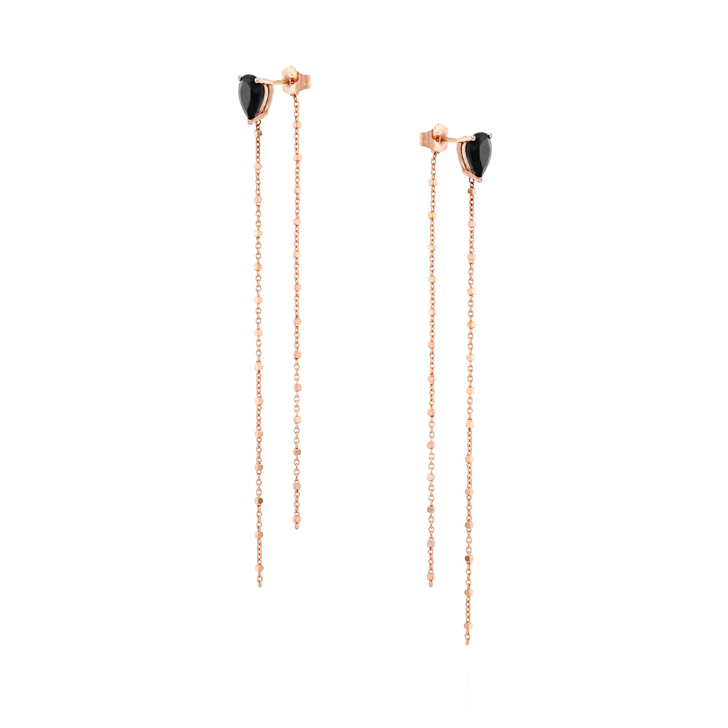 Pear Shape Black Diamond Chain Earring