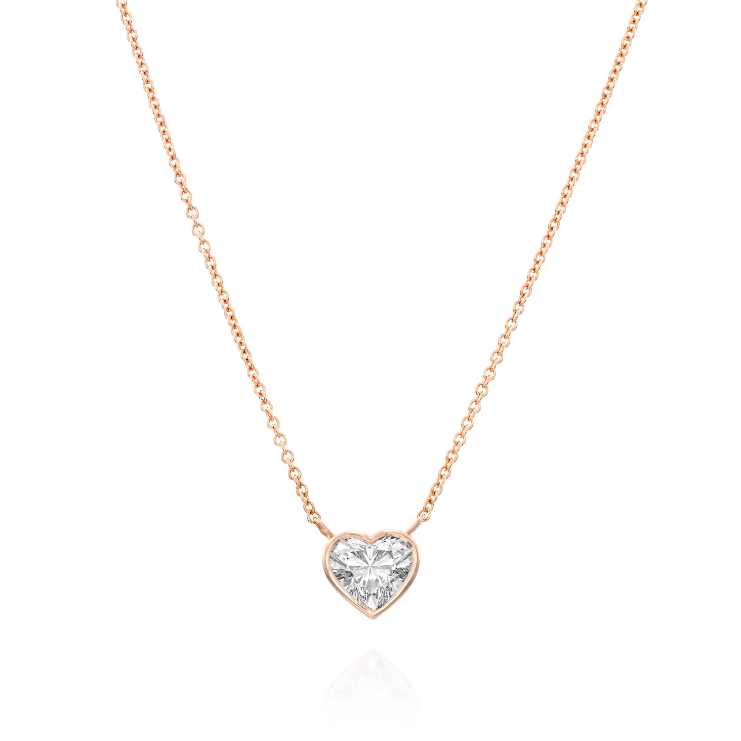 Bezel Set Heart Diamond Necklace