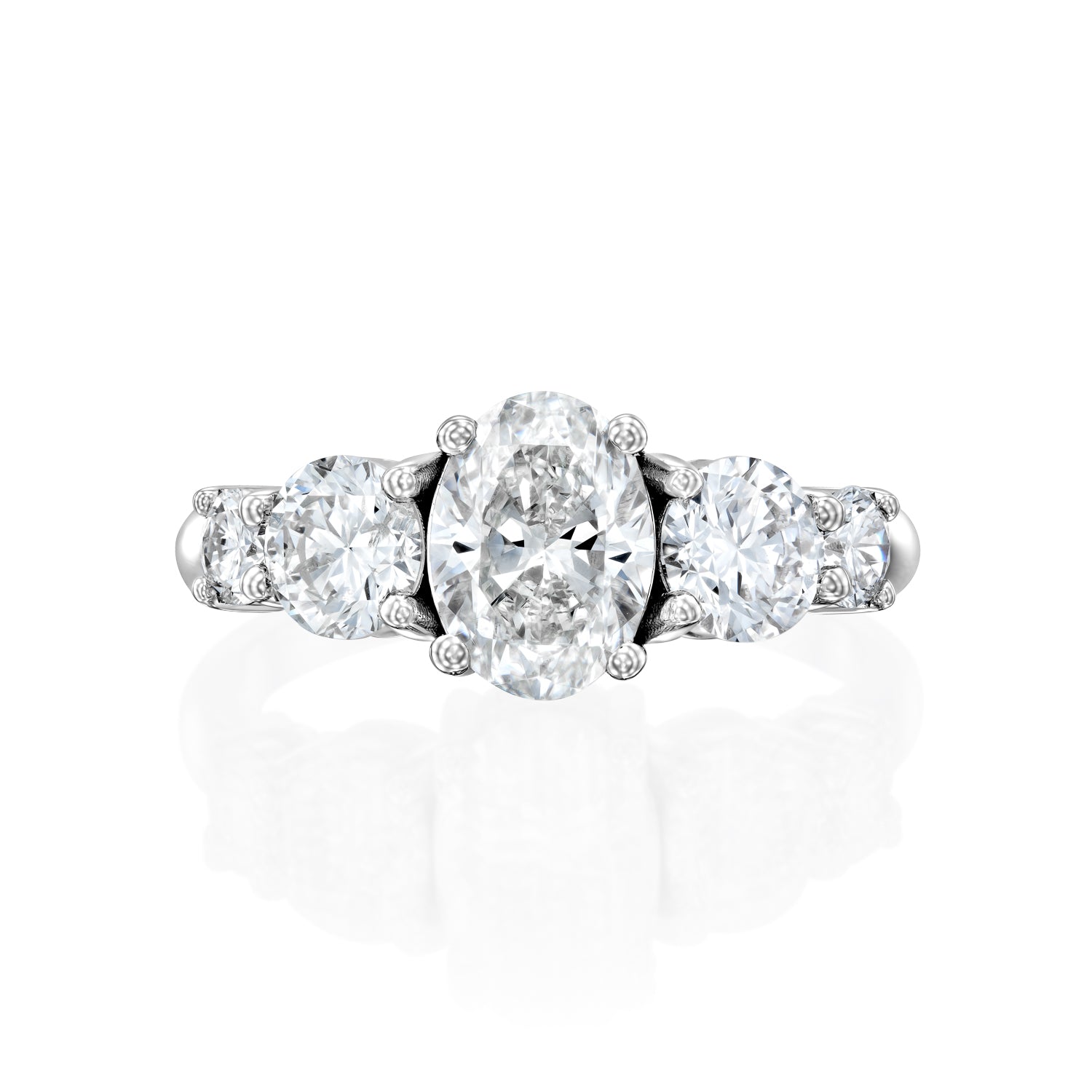 Oval Side Stones Engagement Ring