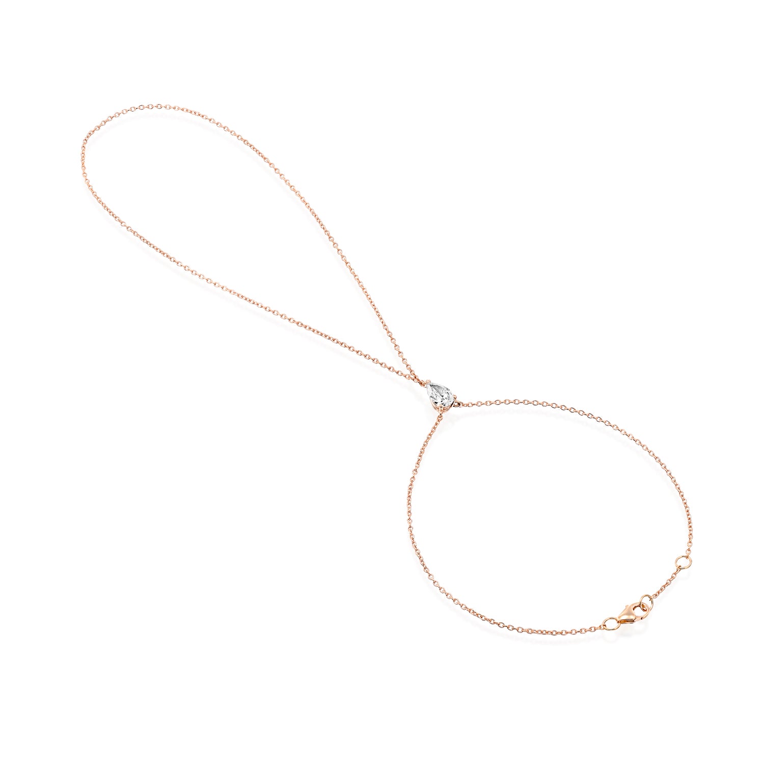 Hand Chain Ring Bracelet Pear Shape