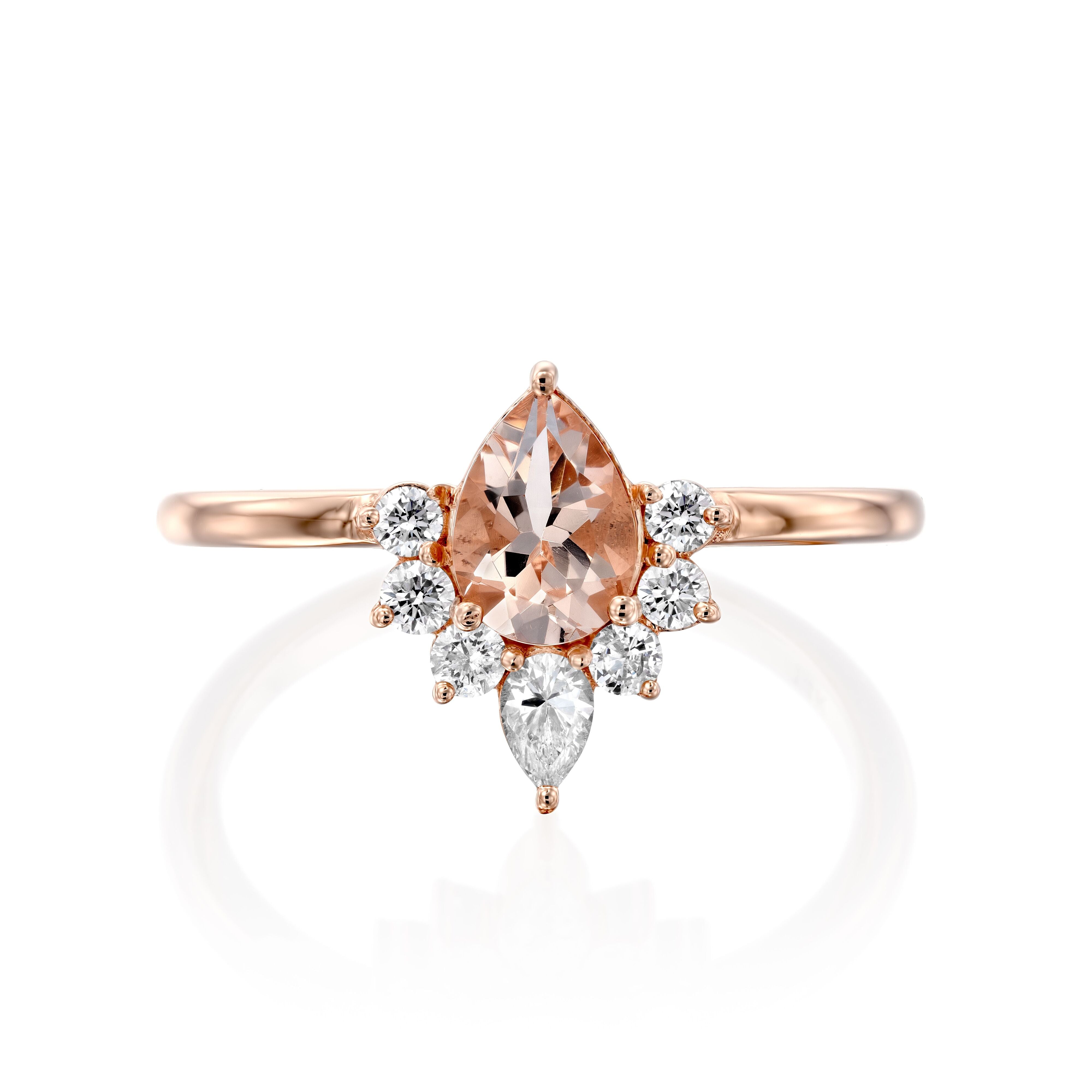 Pear Shape Morganite Diamond Ring