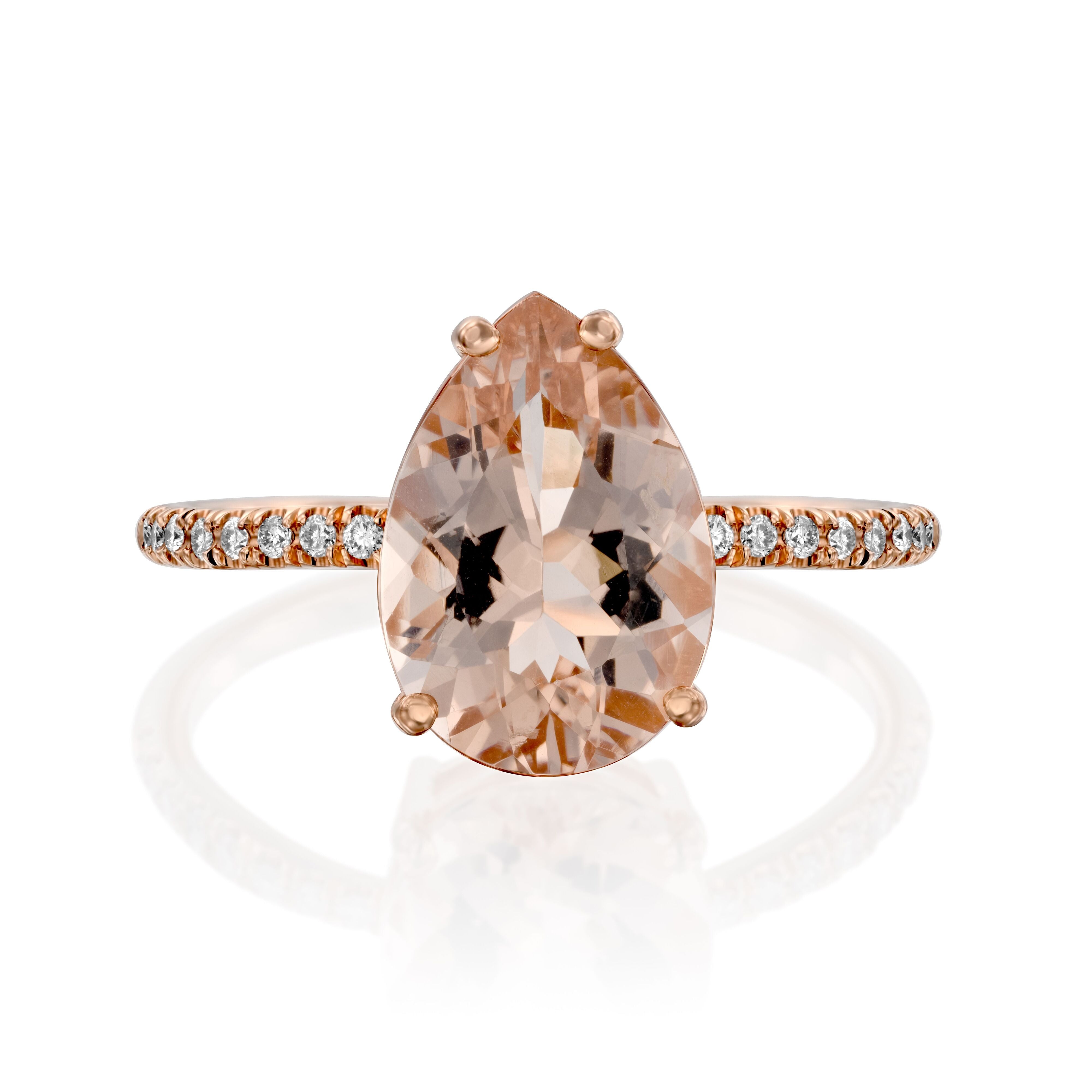 Pear Shape Morganite Diamond Ring