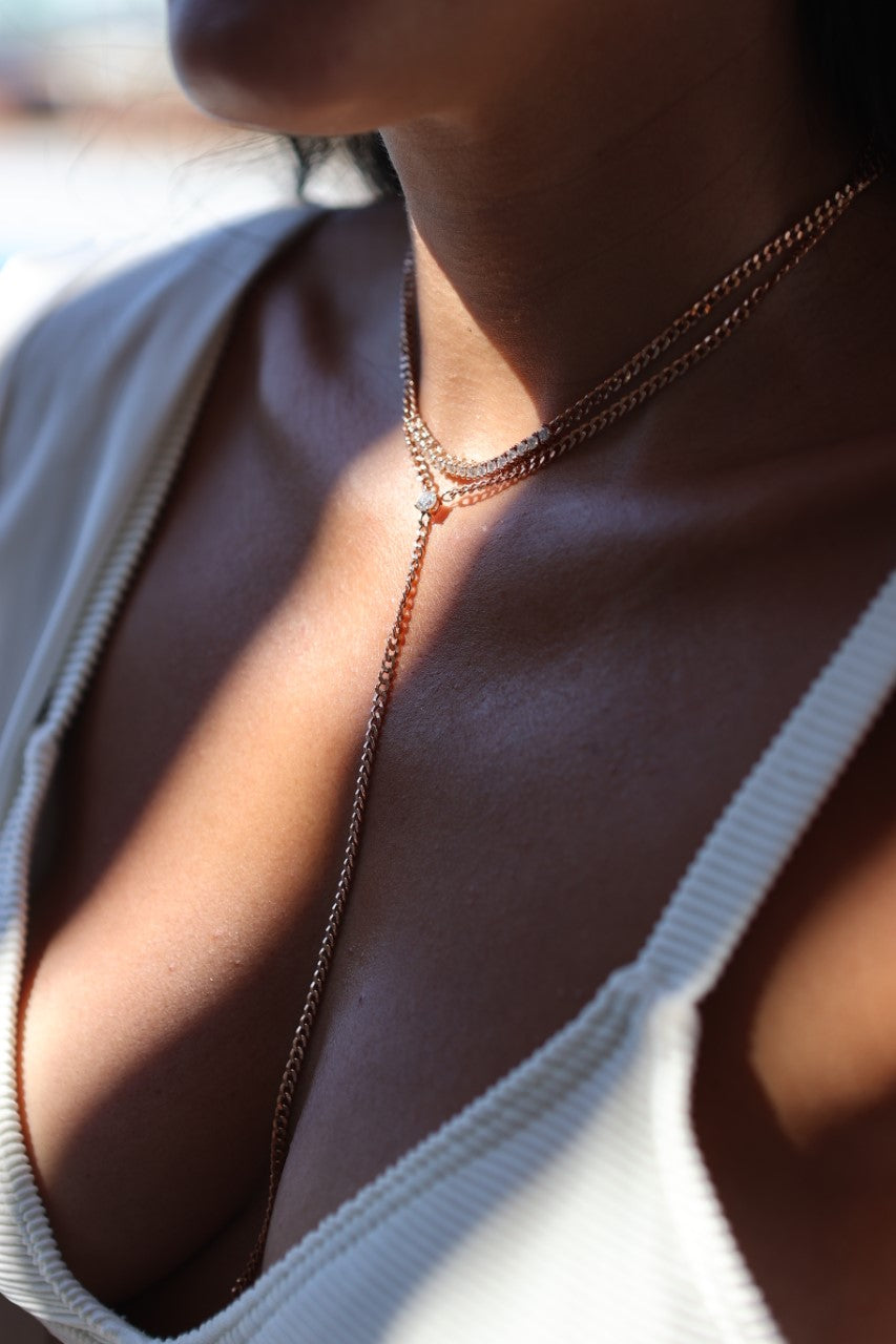 Diamond Tie Necklace Round shape