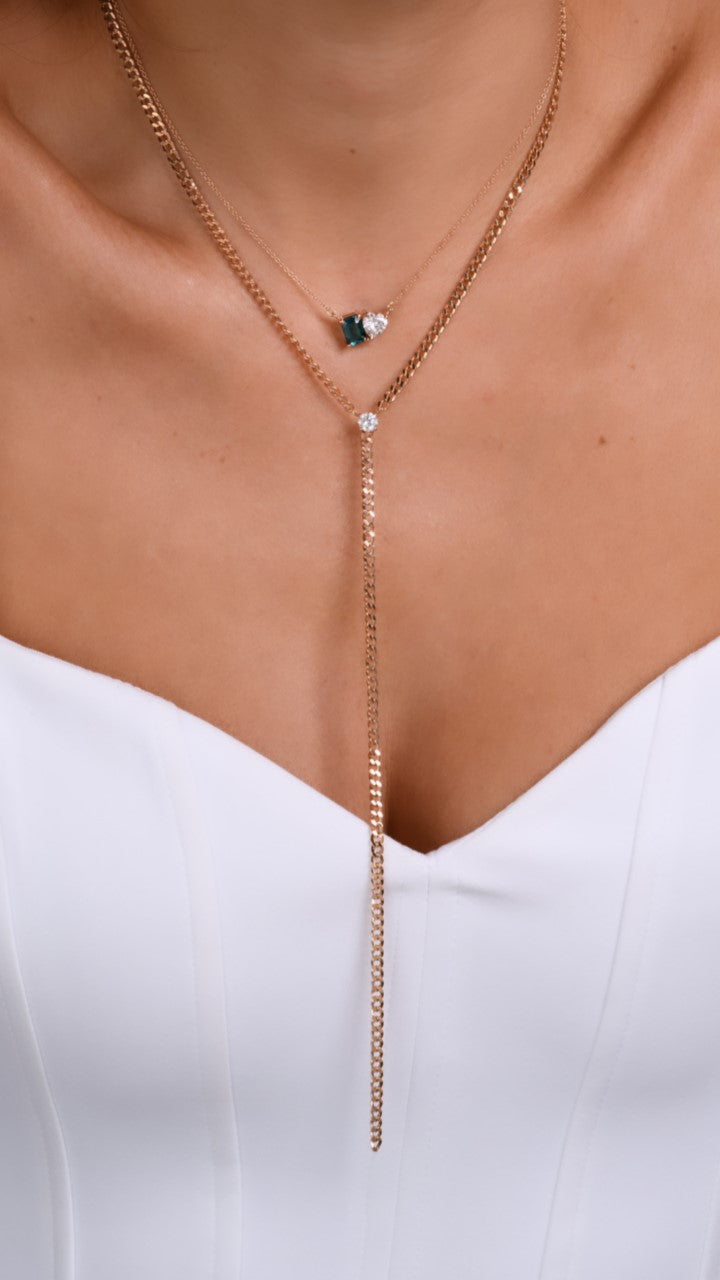 Diamond Tie Necklace Round shape