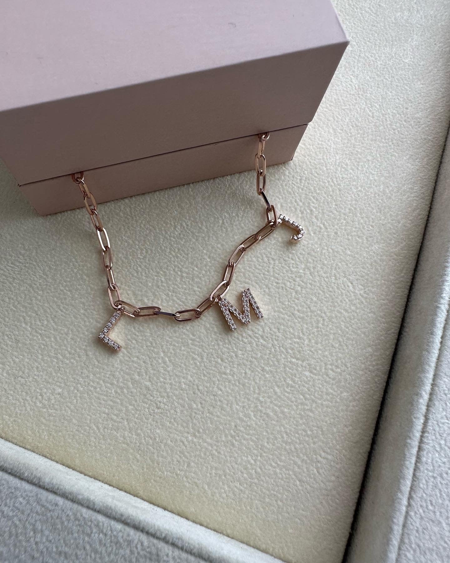 Initial Link Chain Diamond Bracelet