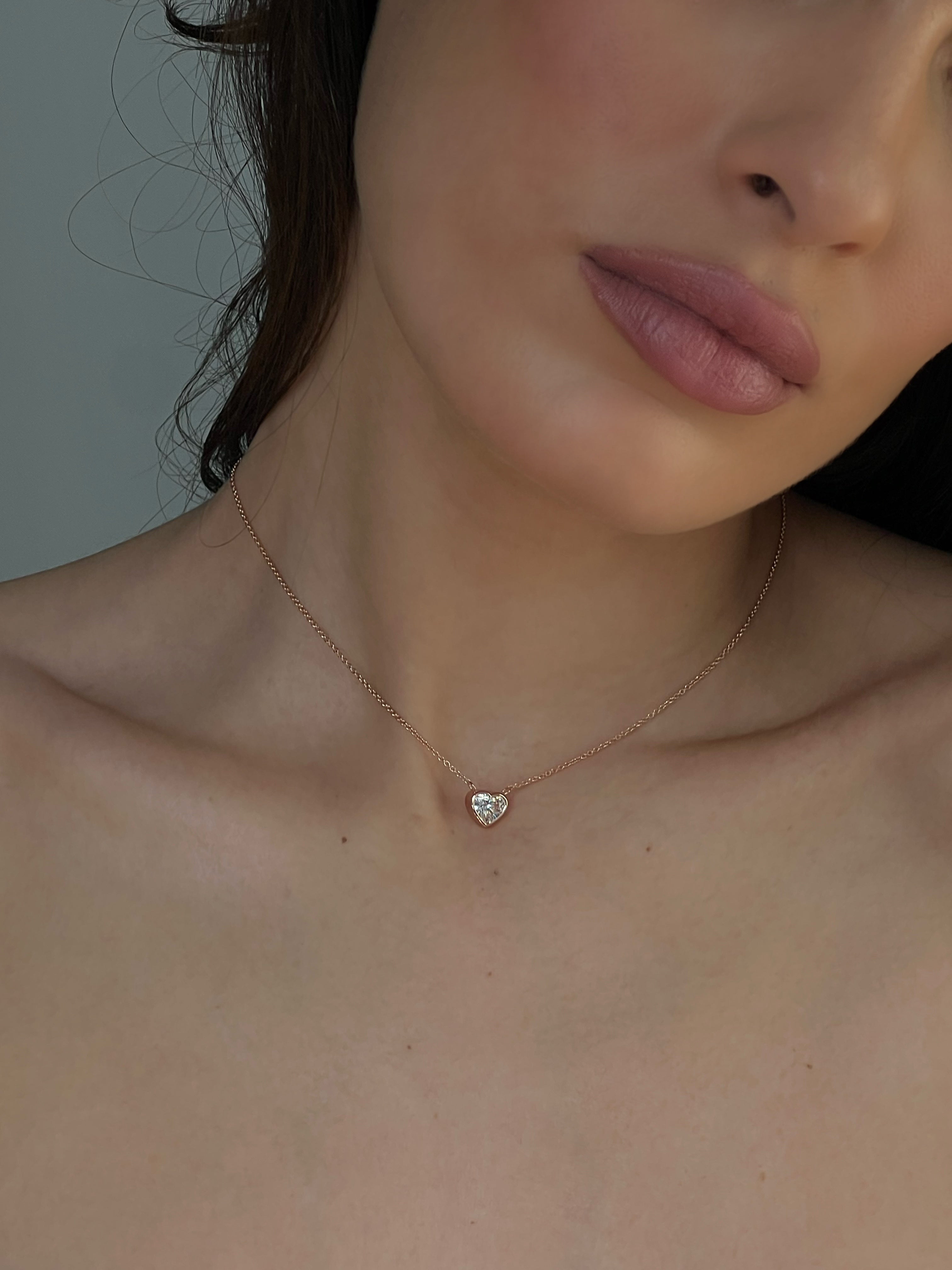 Bezel Set Heart Diamond Necklace