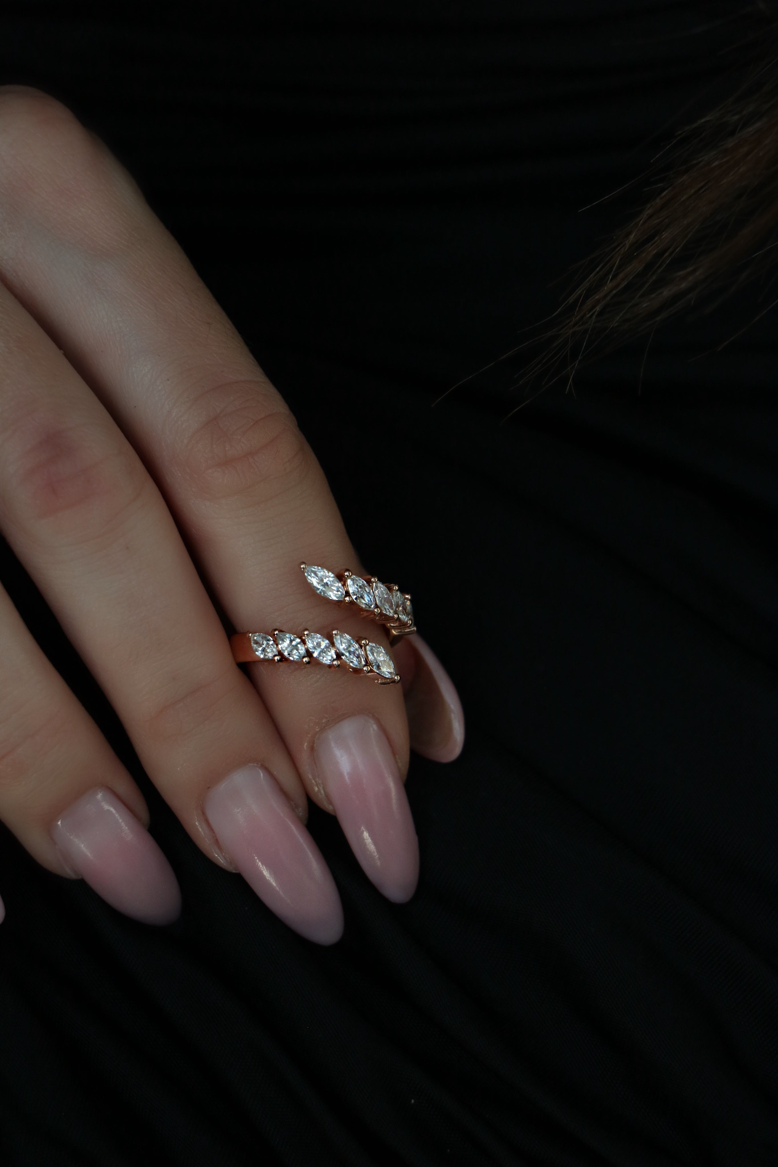 Bypass Marquise Diamond Ring