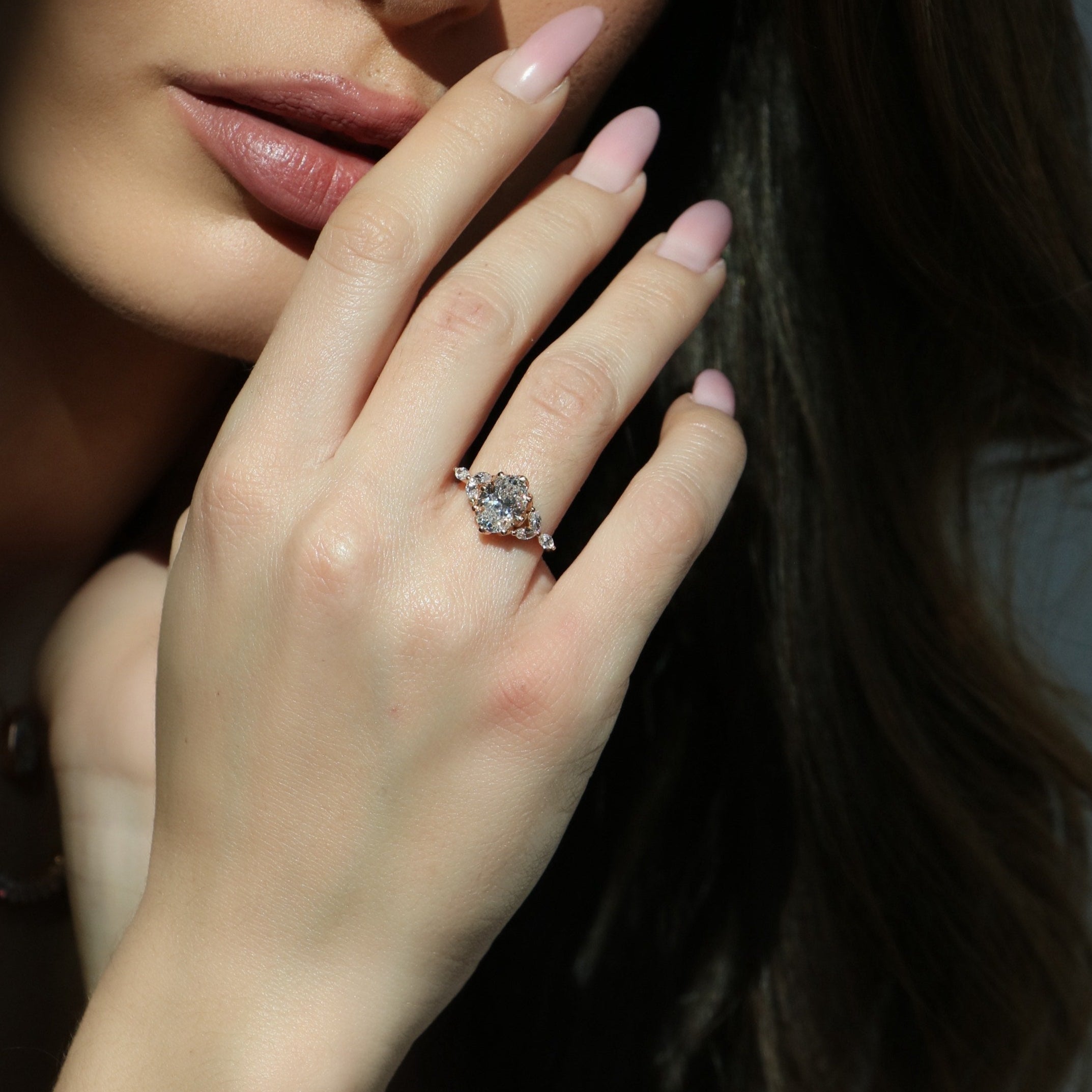 Oval Marquise Flower Ring