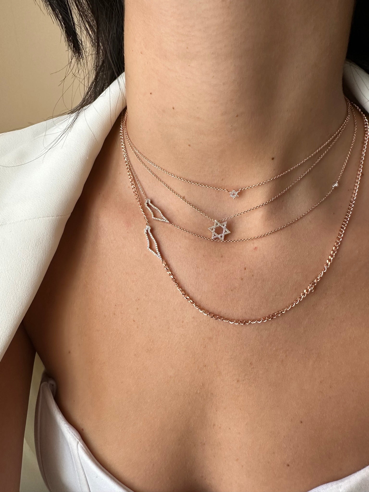 Mini Israel Map Diamond Necklace