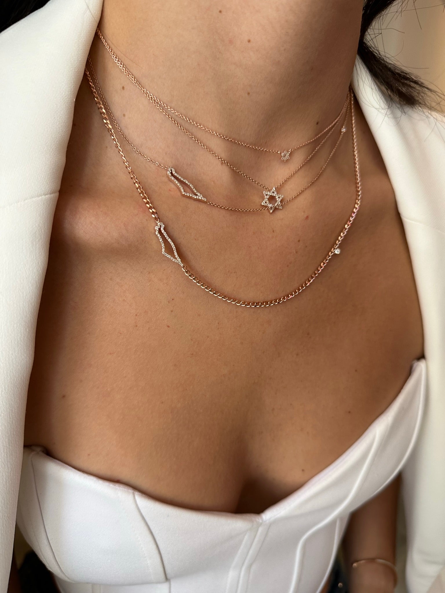 Mini Israel Map Diamond Necklace