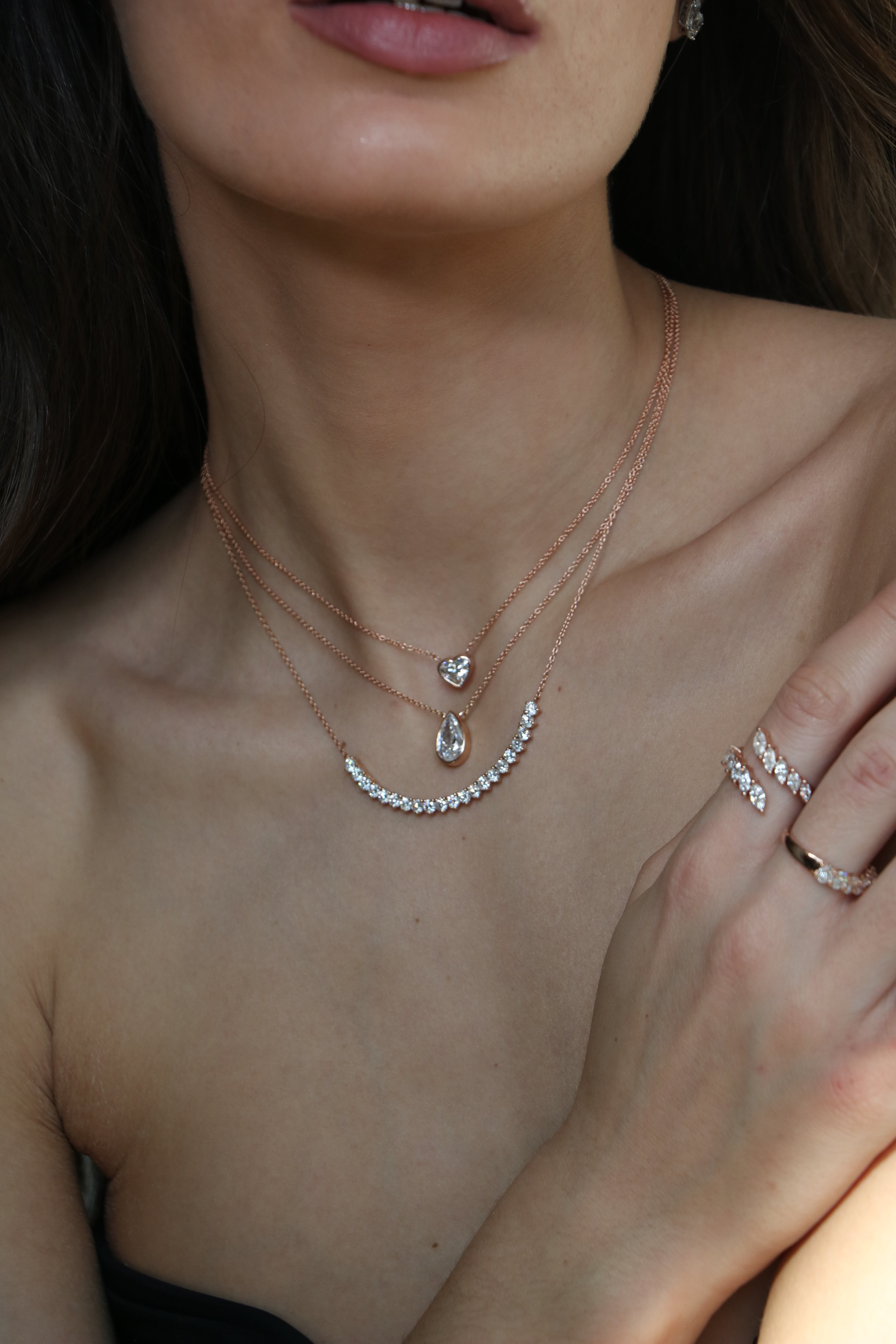 Pear Shape Bezel Set Necklace