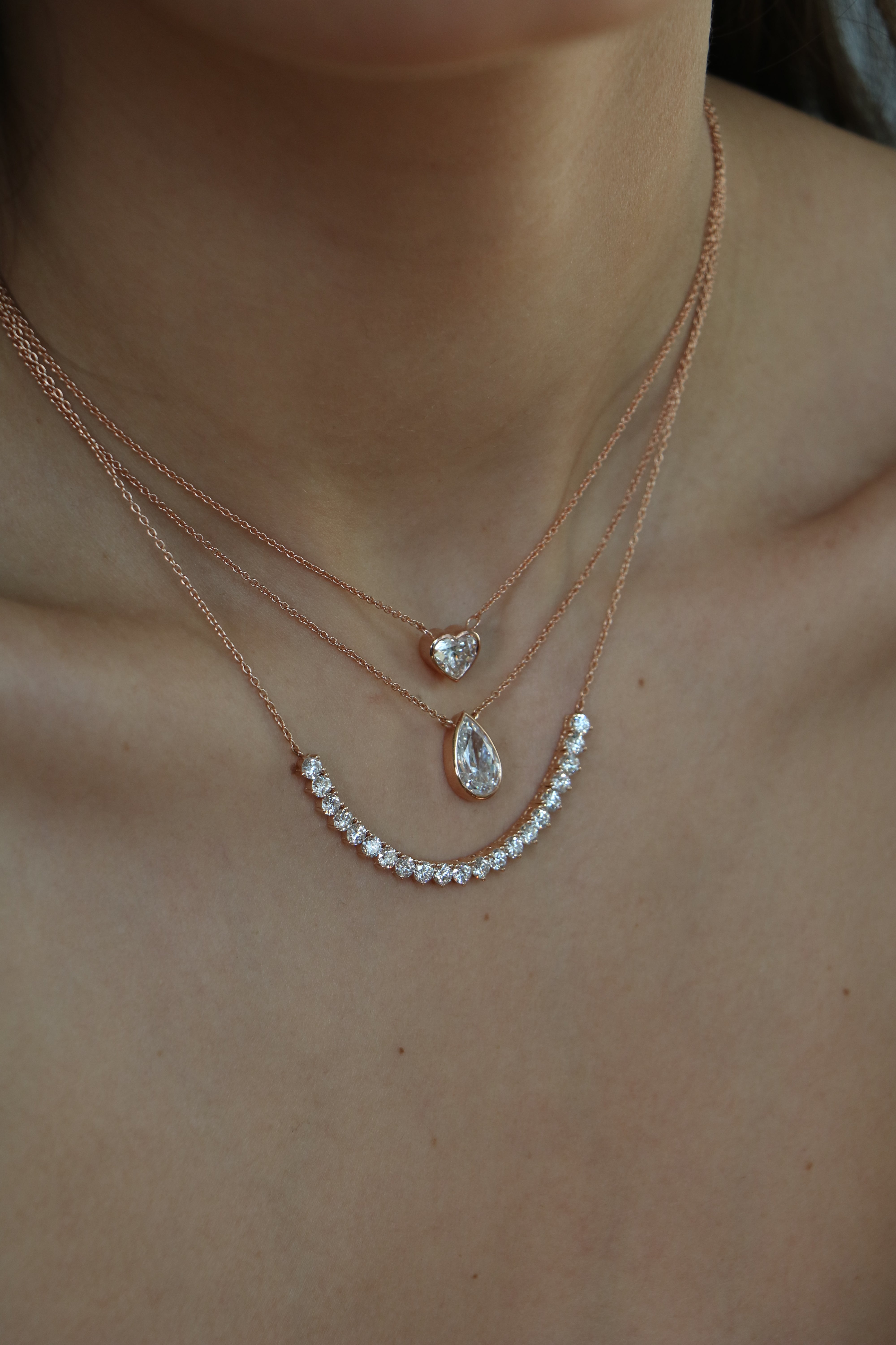 Pear Shape Bezel Set Necklace