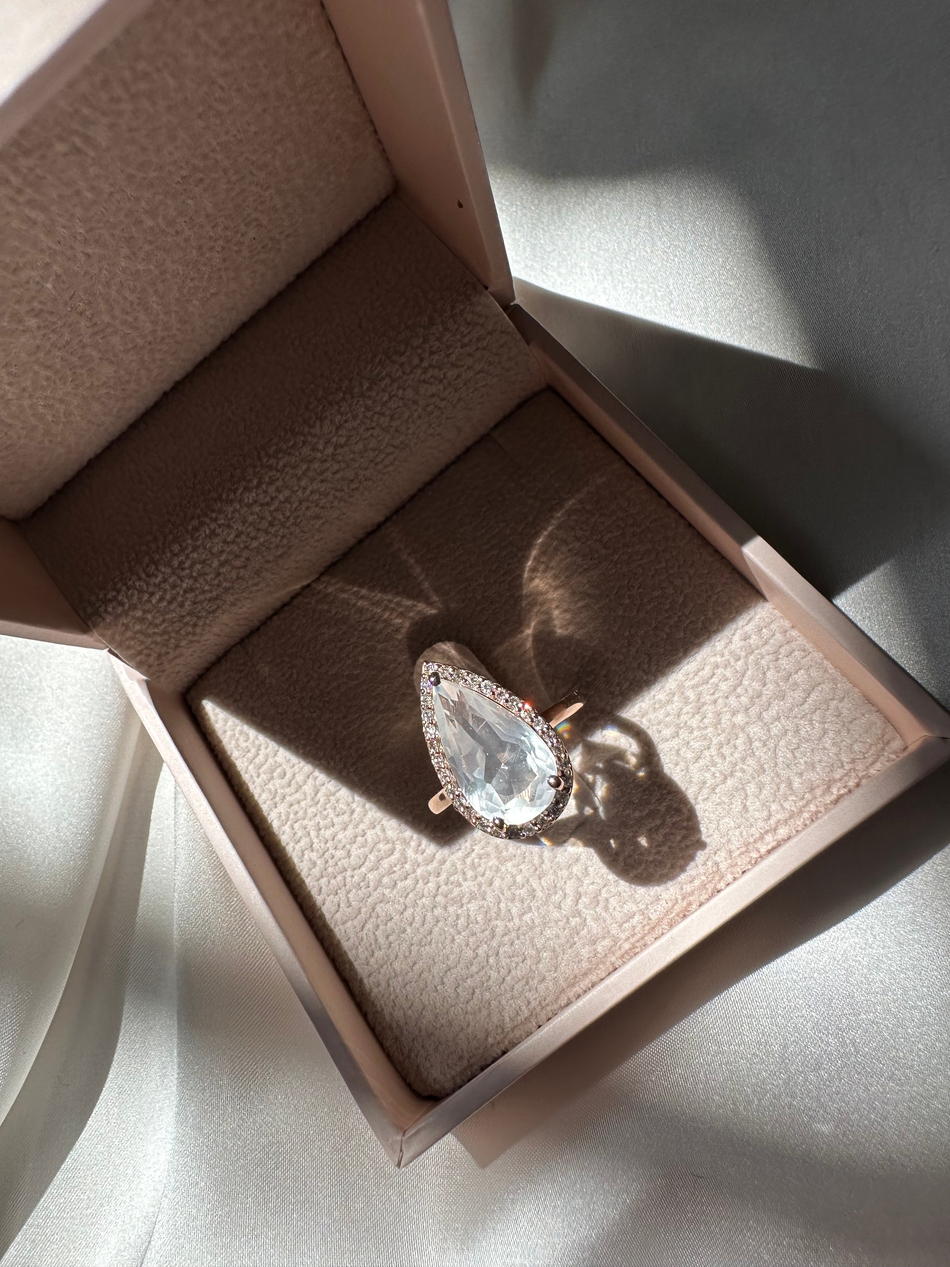 Pear Shape Quartz Diamond Ring