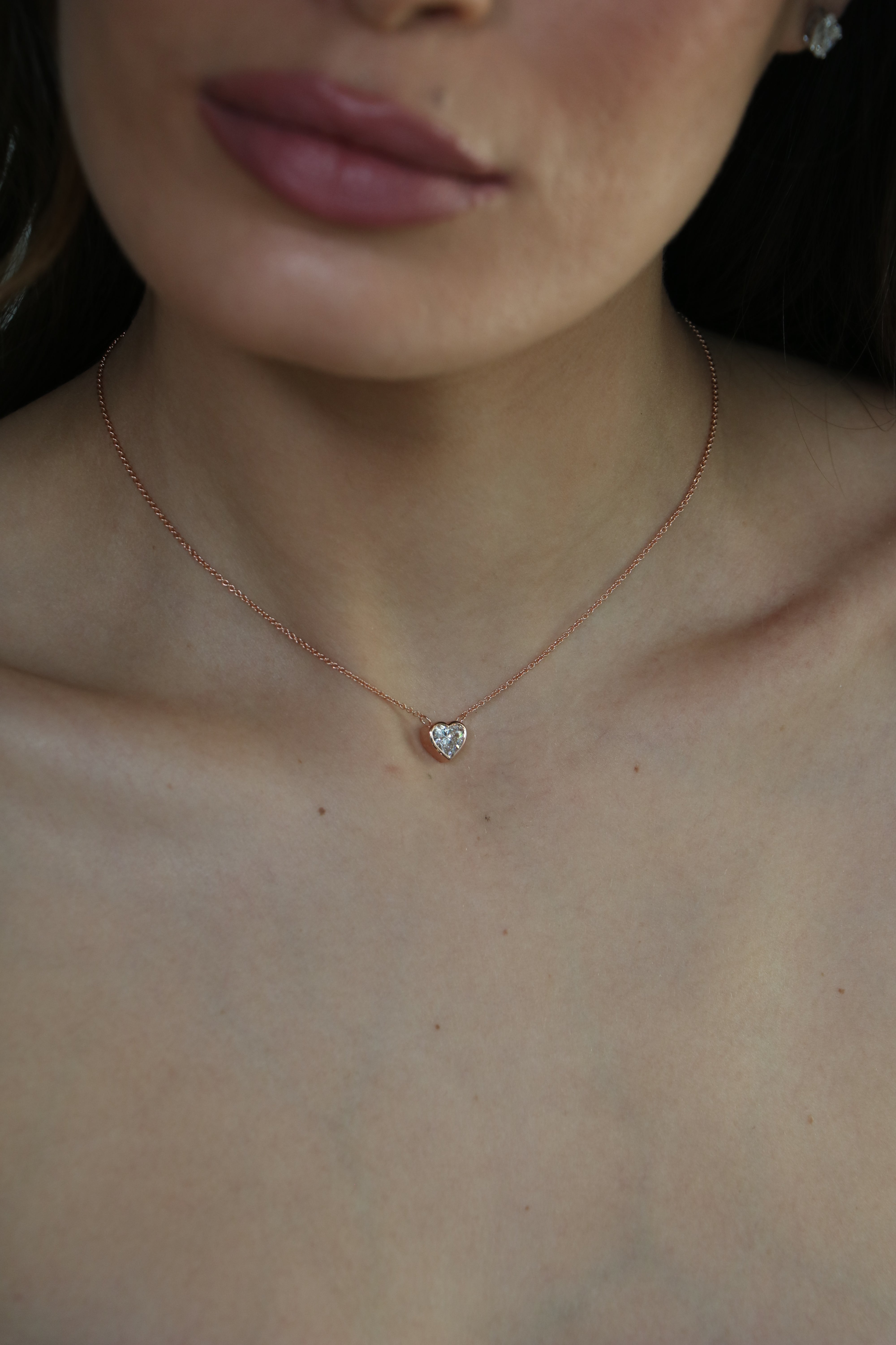 Bezel Set Heart Diamond Necklace