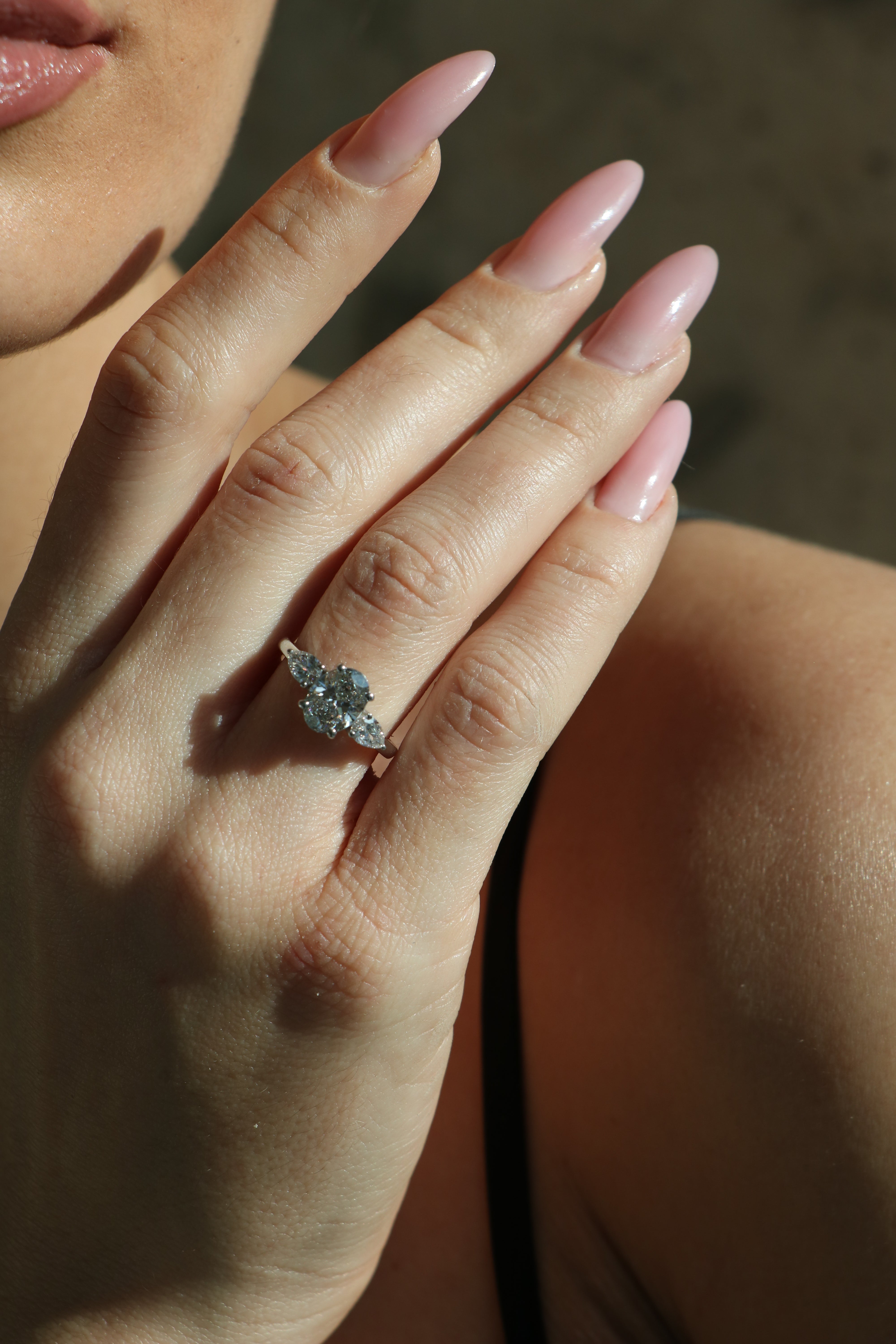 Oval Pear Shape Engagement Ring