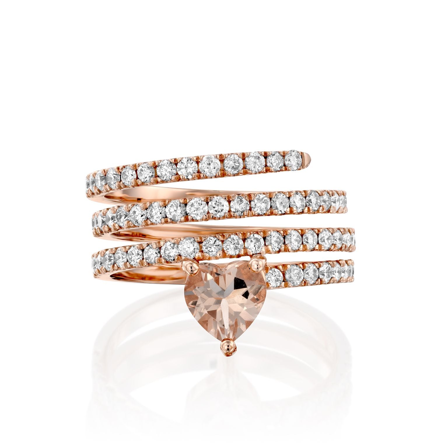 Diamond Heart Spiral Ring