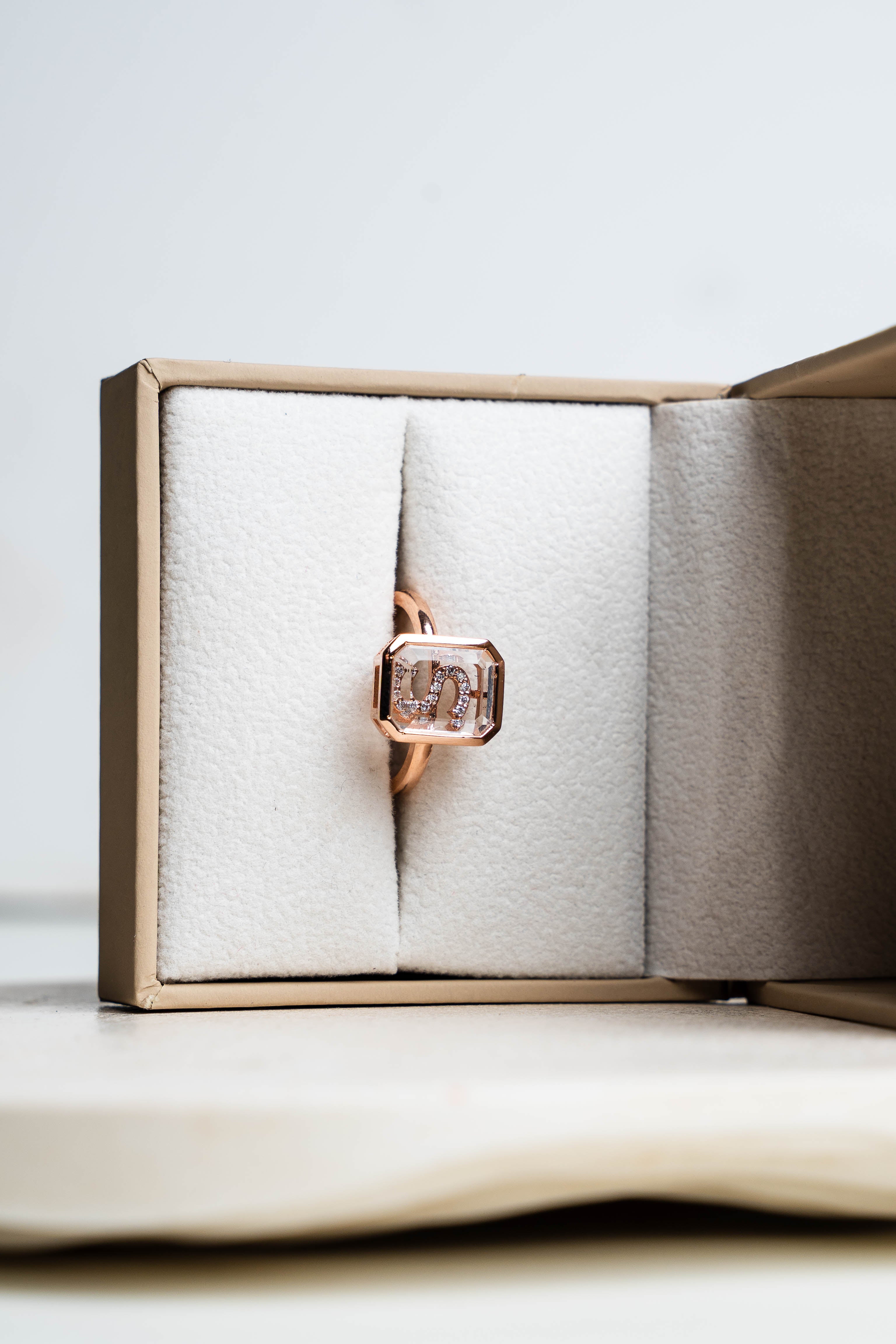Initial Diamond Signet Ring